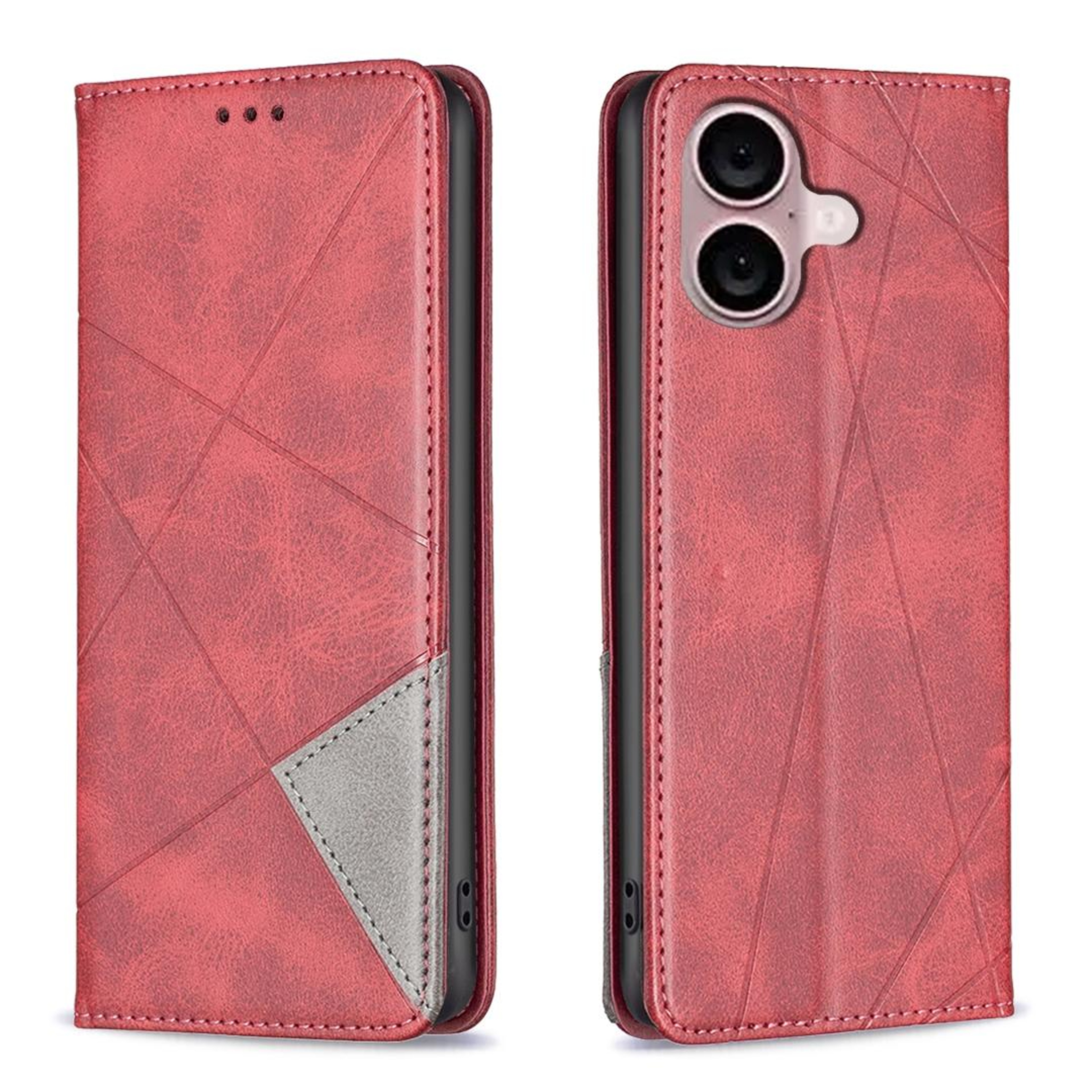 IPhone 16  16 Plus Rhombus Texture Magnetic PU Leather Wallet Case With Card Holder Kickstand 0
