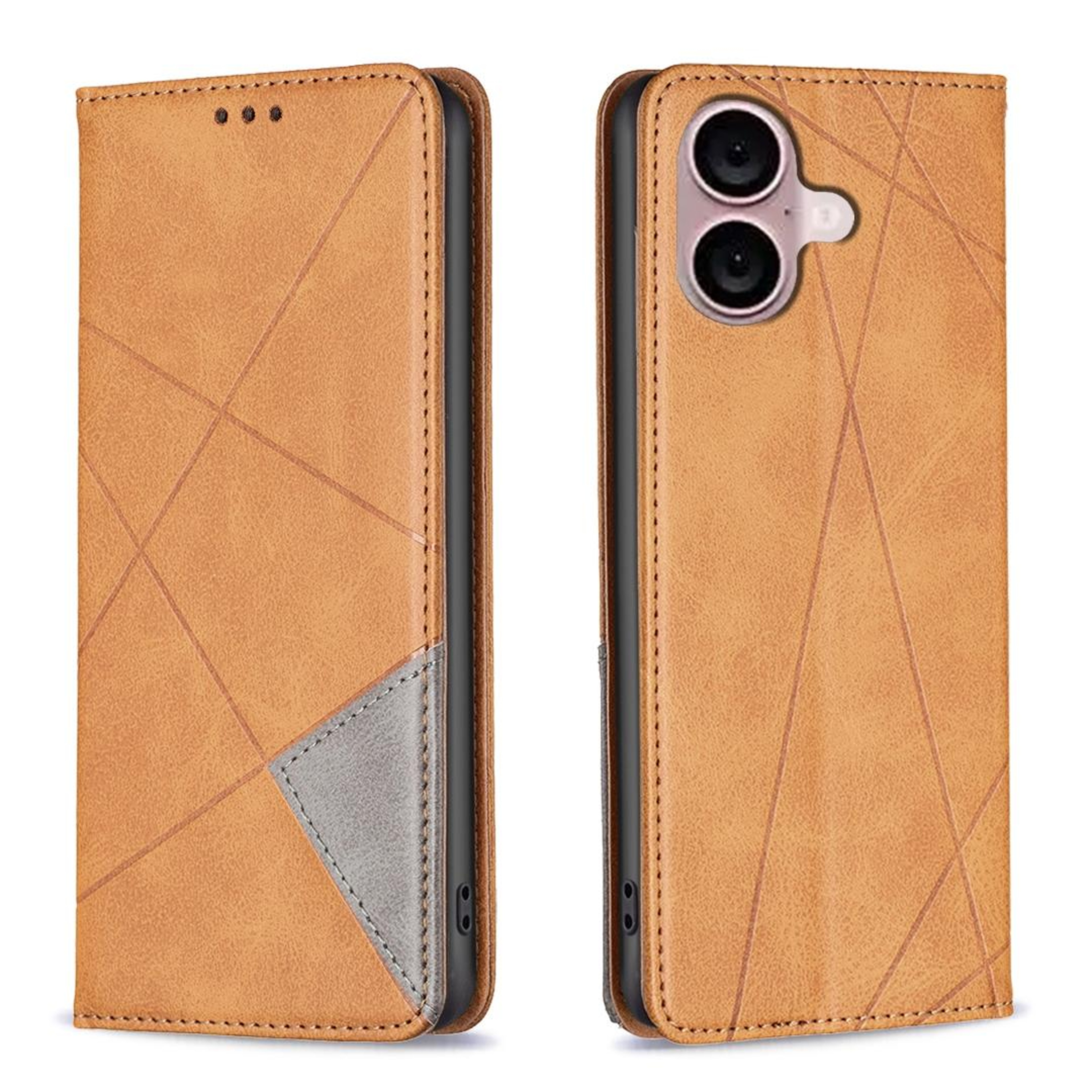 IPhone 16  16 Plus Rhombus Texture Magnetic PU Leather Wallet Case With Card Holder Kickstand 1