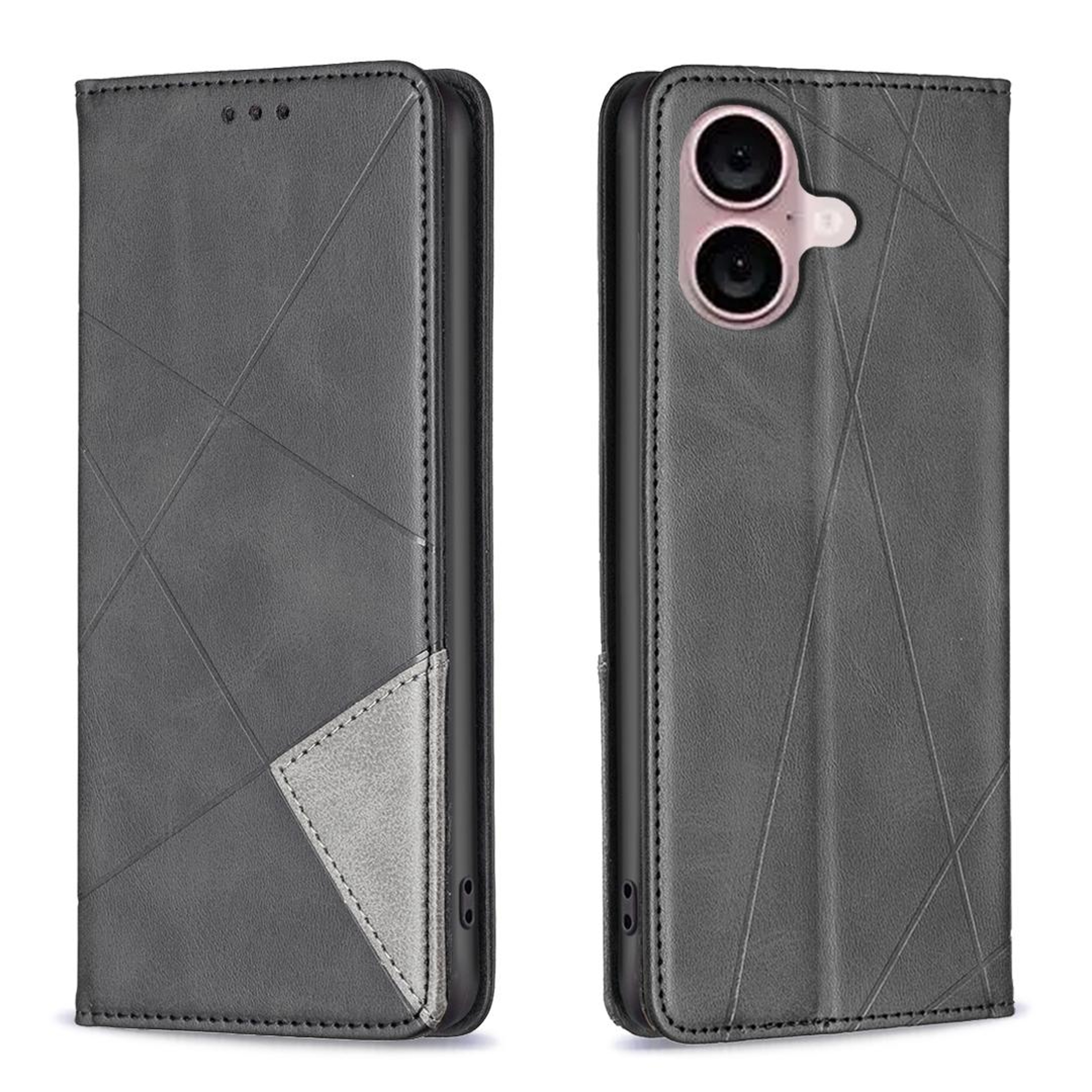 IPhone 16  16 Plus Rhombus Texture Magnetic PU Leather Wallet Case With Card Holder Kickstand 3