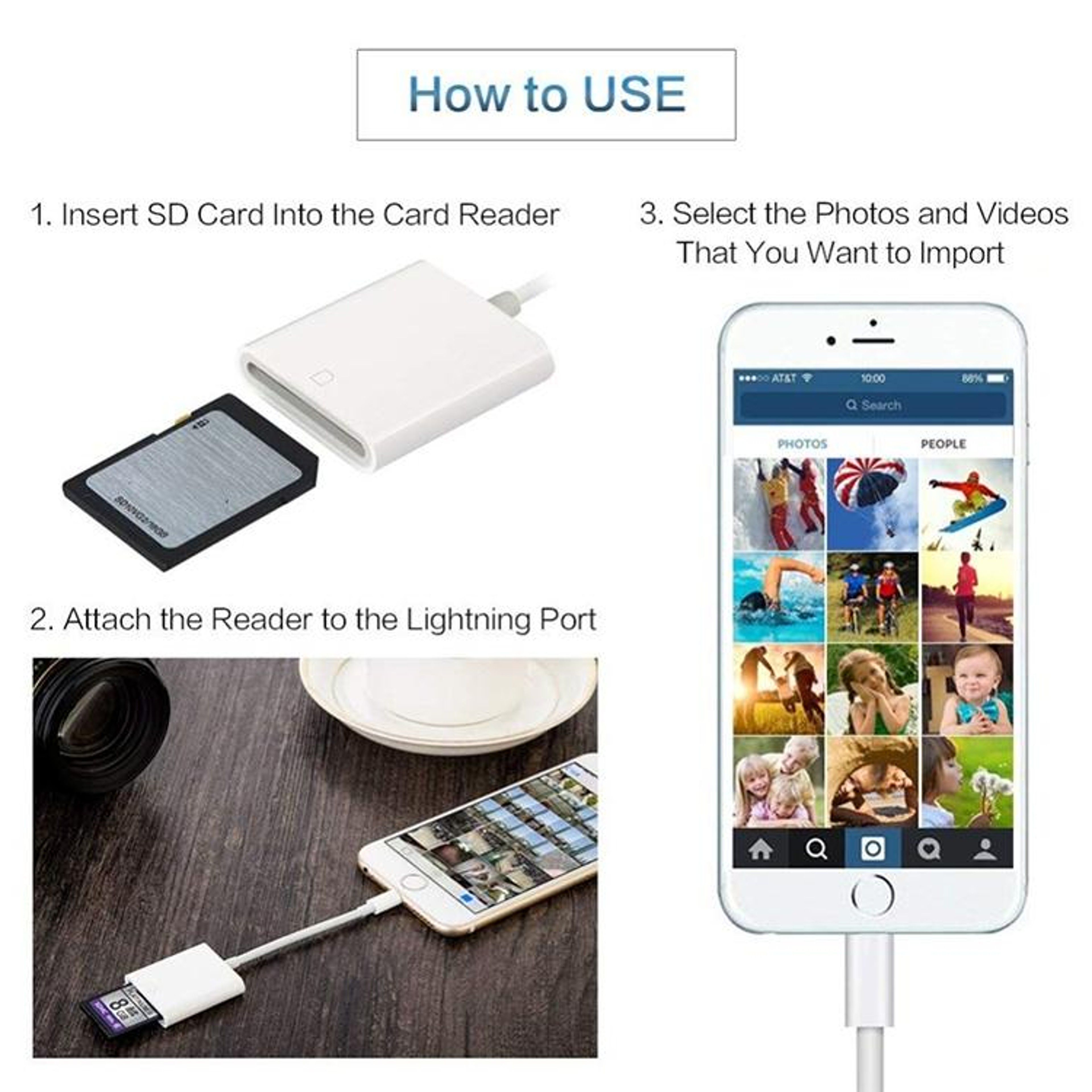 Lightning SD Card Camera Reader for iPhone iPad Photo Transfer Adapter 8 Pin – view 4