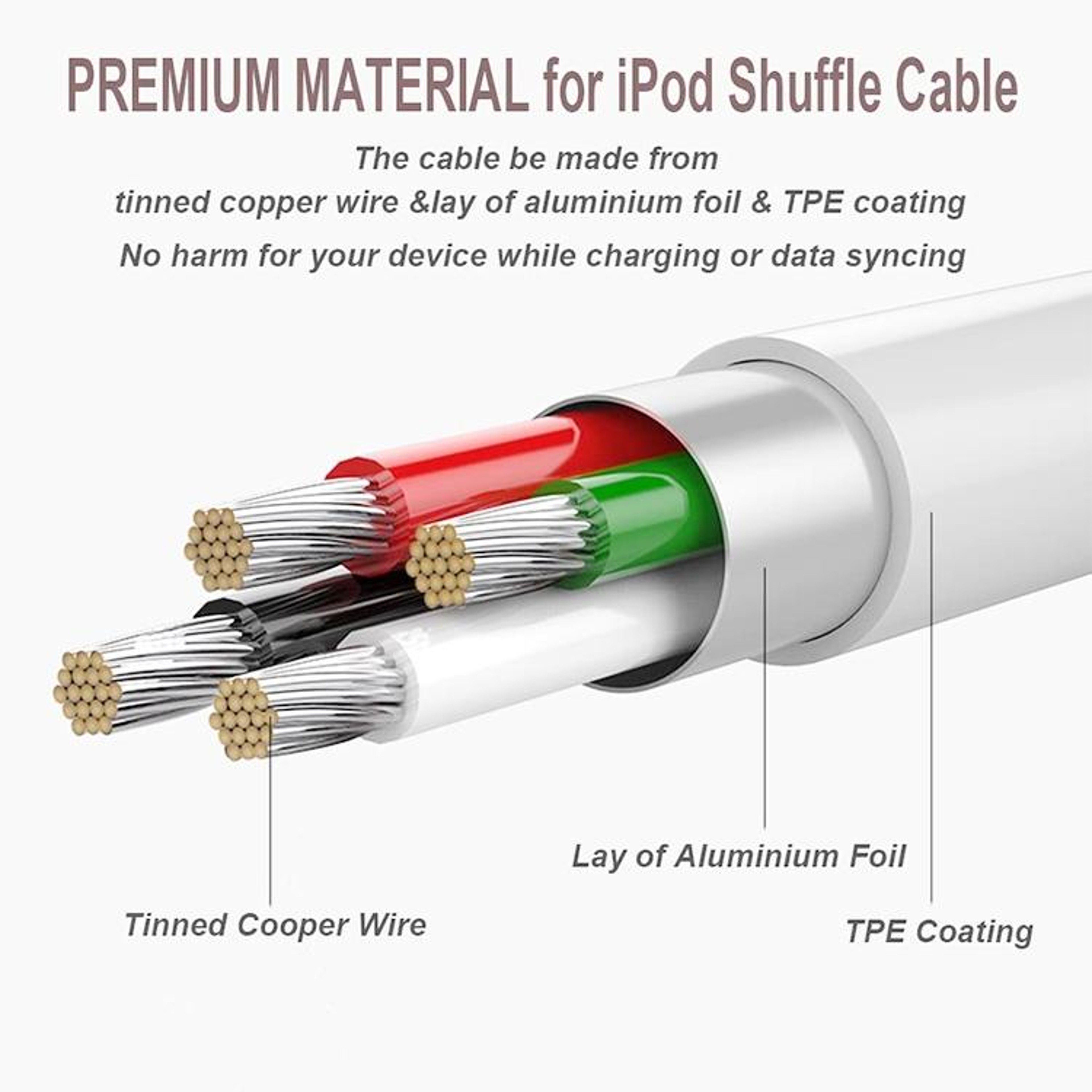 USB to 3.5mm iPod Shuffle Sync & Charging Cable 15.5cm for 1st 2nd 3rd Gen – view 4