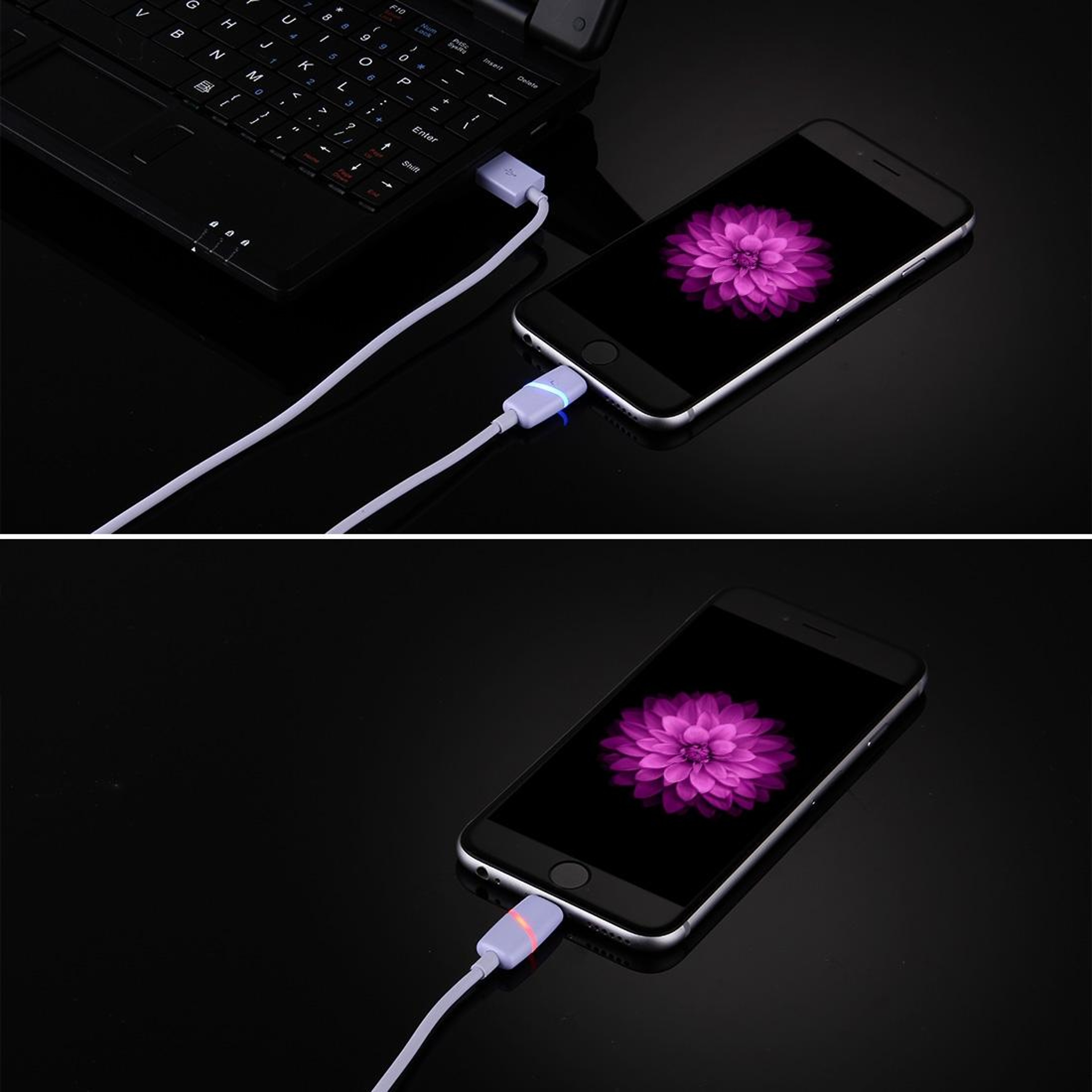 1m Circular Bobbin LED Lightning To USB Charging  Data Sync Cable Gift Box For IPhone 7