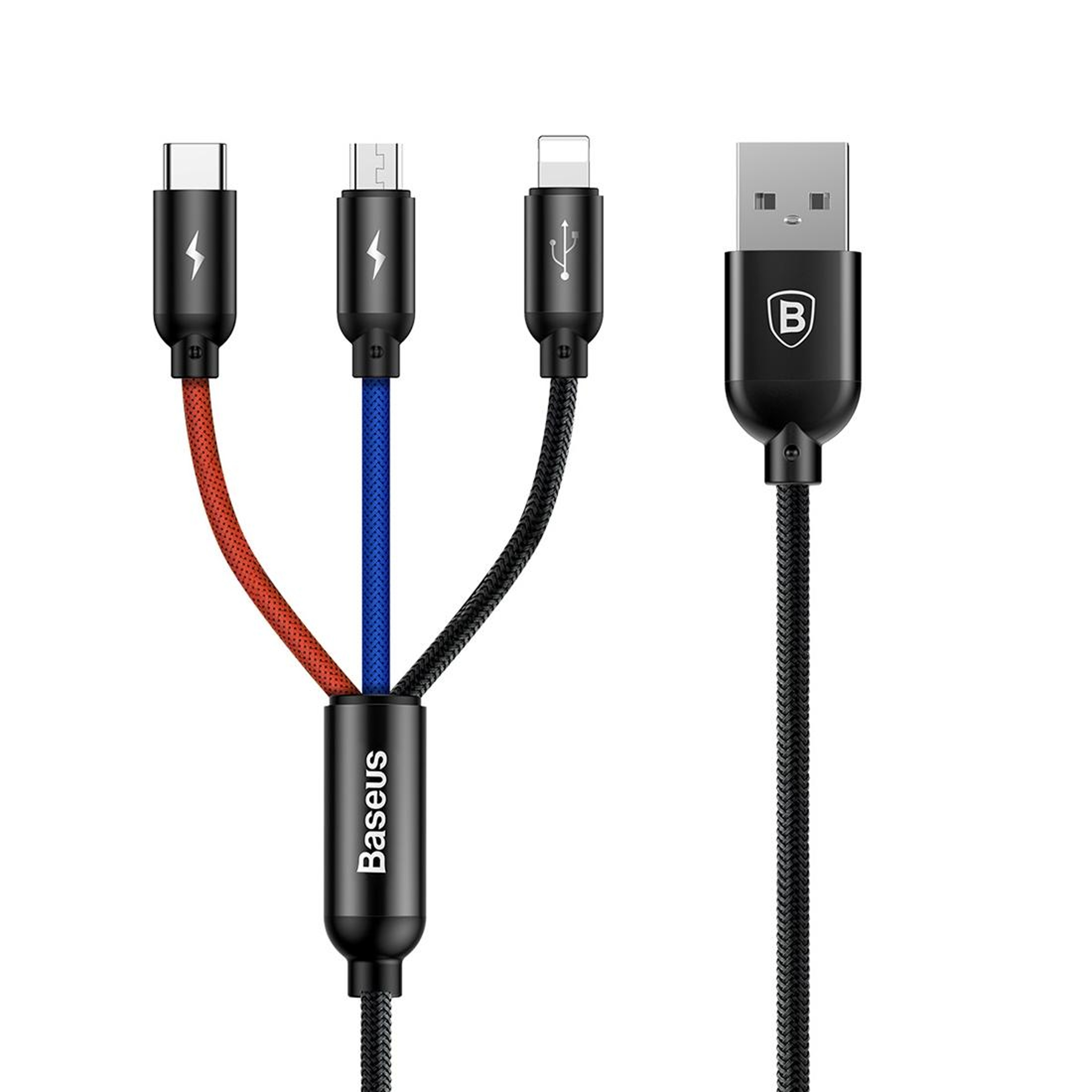 Baseus 3 In 1 Fast Charging Cable 35A Braided Multi USB Cable For IPhone Android Type C Devices 13