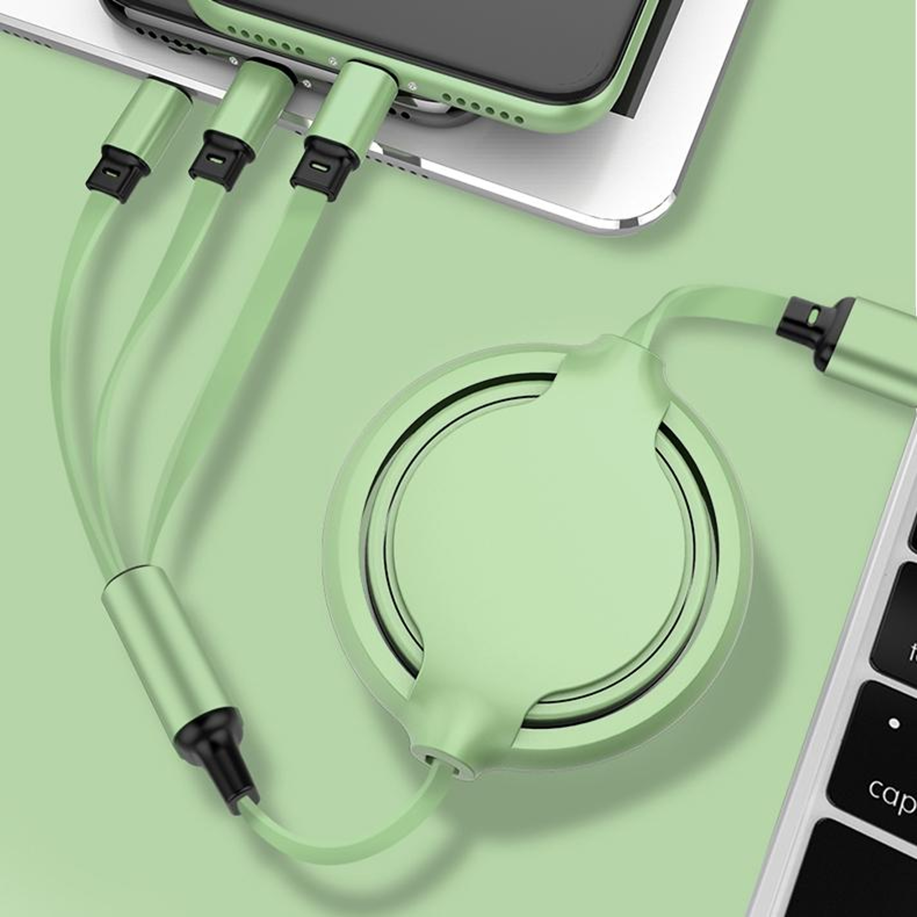 3 in 1 Retractable USB-C Lightning Micro 3.5A Fast Charging Silicone Cable – view 10