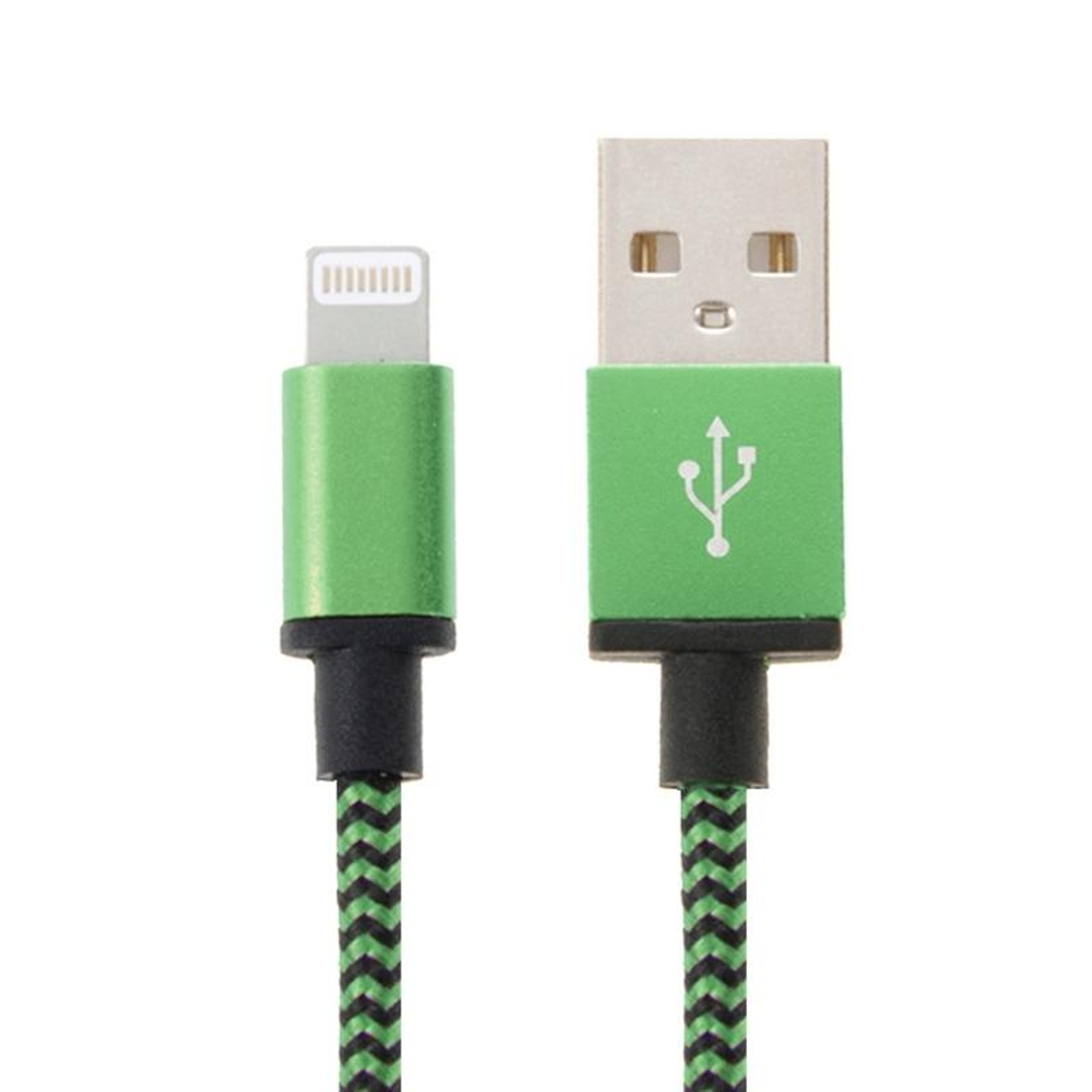 2A Woven Braided USB To Lightning Charging  Sync Cable 1m Green 0