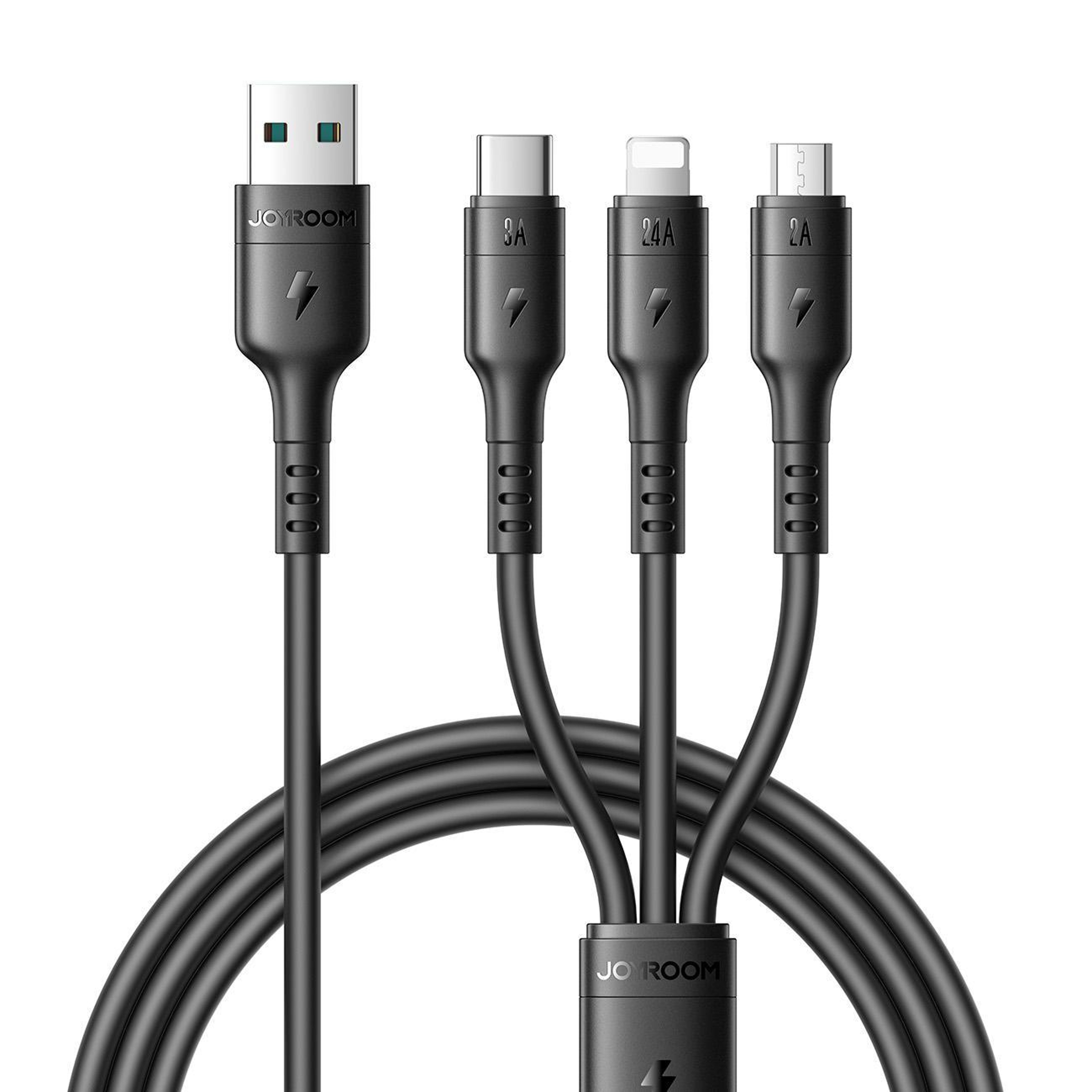 A61 OmniGo 3.5A 3 in 1 Charging Cable USB to Lightning Type C Micro USB Fast Charge – view 1