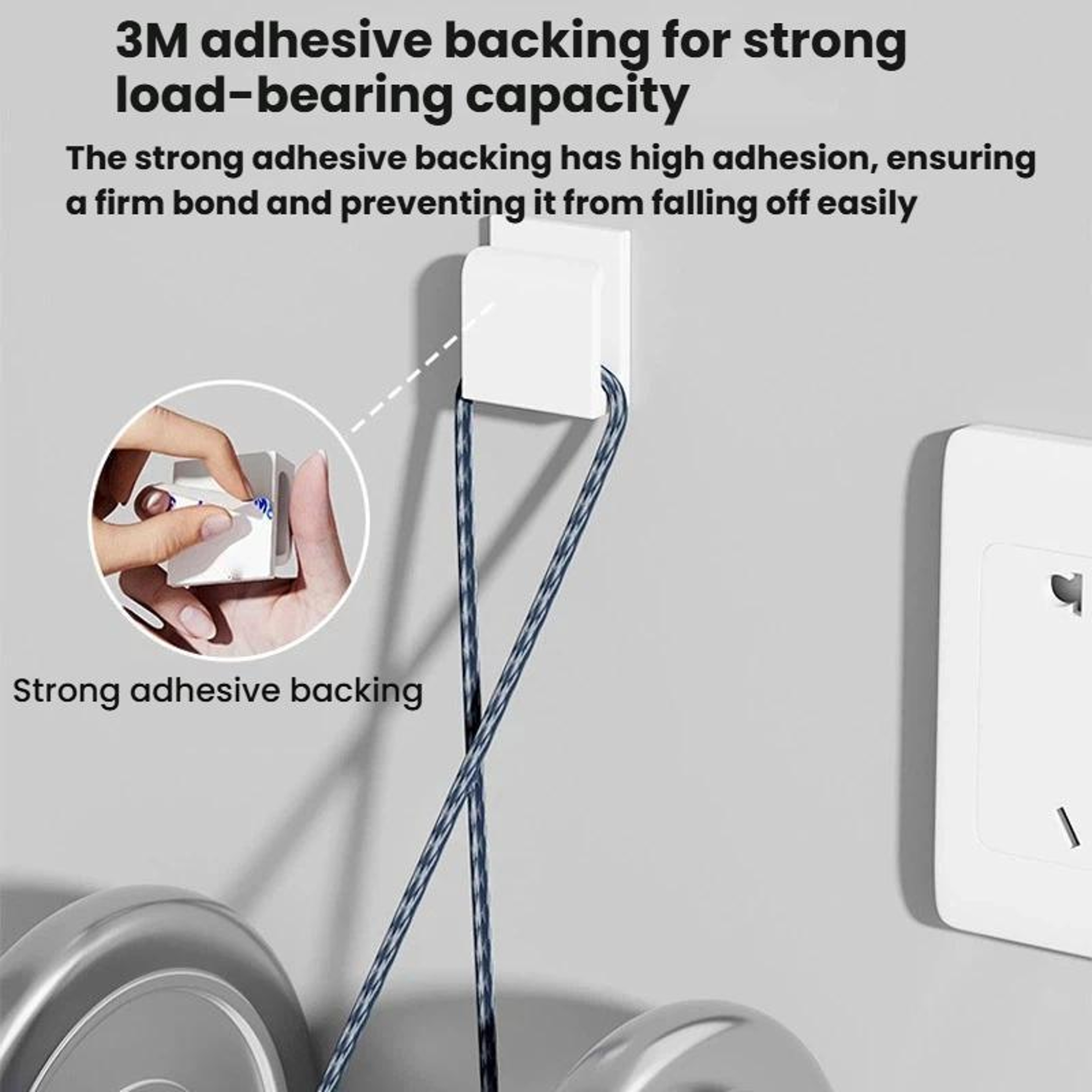 Wall Mount Cable Organizer Clips for Charging Cables and 2 Pack Tidy Charger Holder – view 11