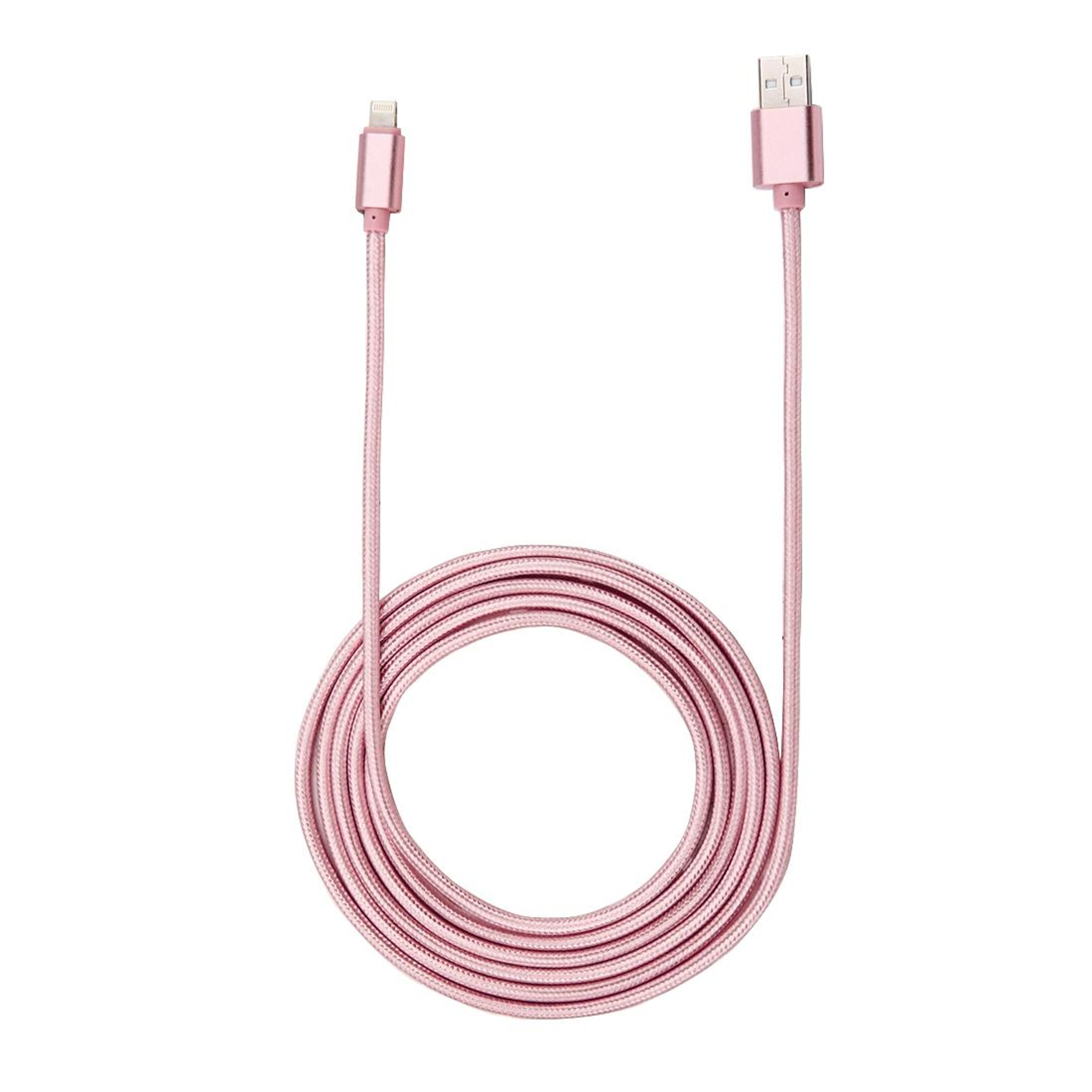1m Woven Style Metal Head IPhone Charging Lightning Cable USB Data Cable Rose Gold 2