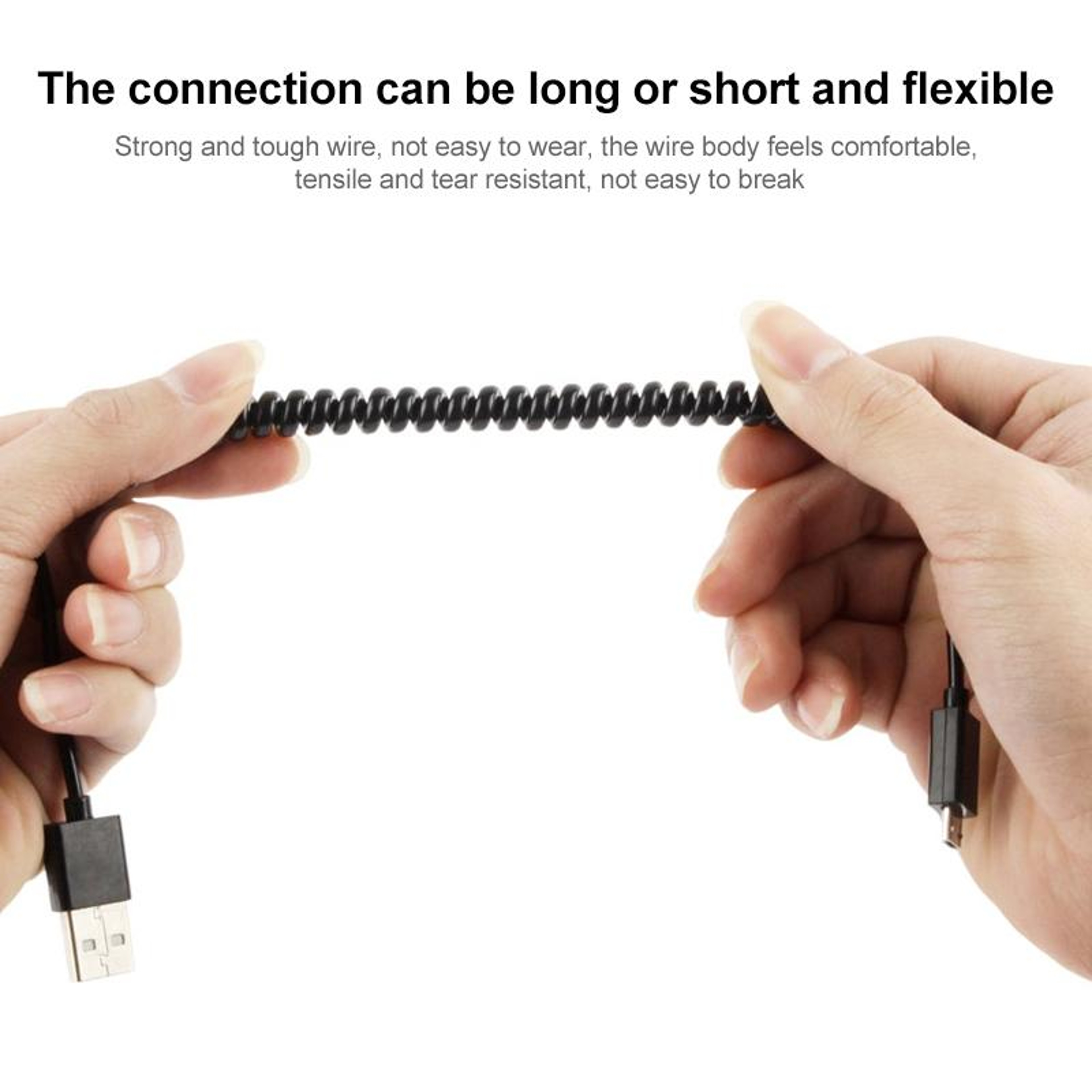 Micro USB Coiled Data Sync Charger Cable 275100cm Extendable USB Charging Cable For Travel And Dail 2