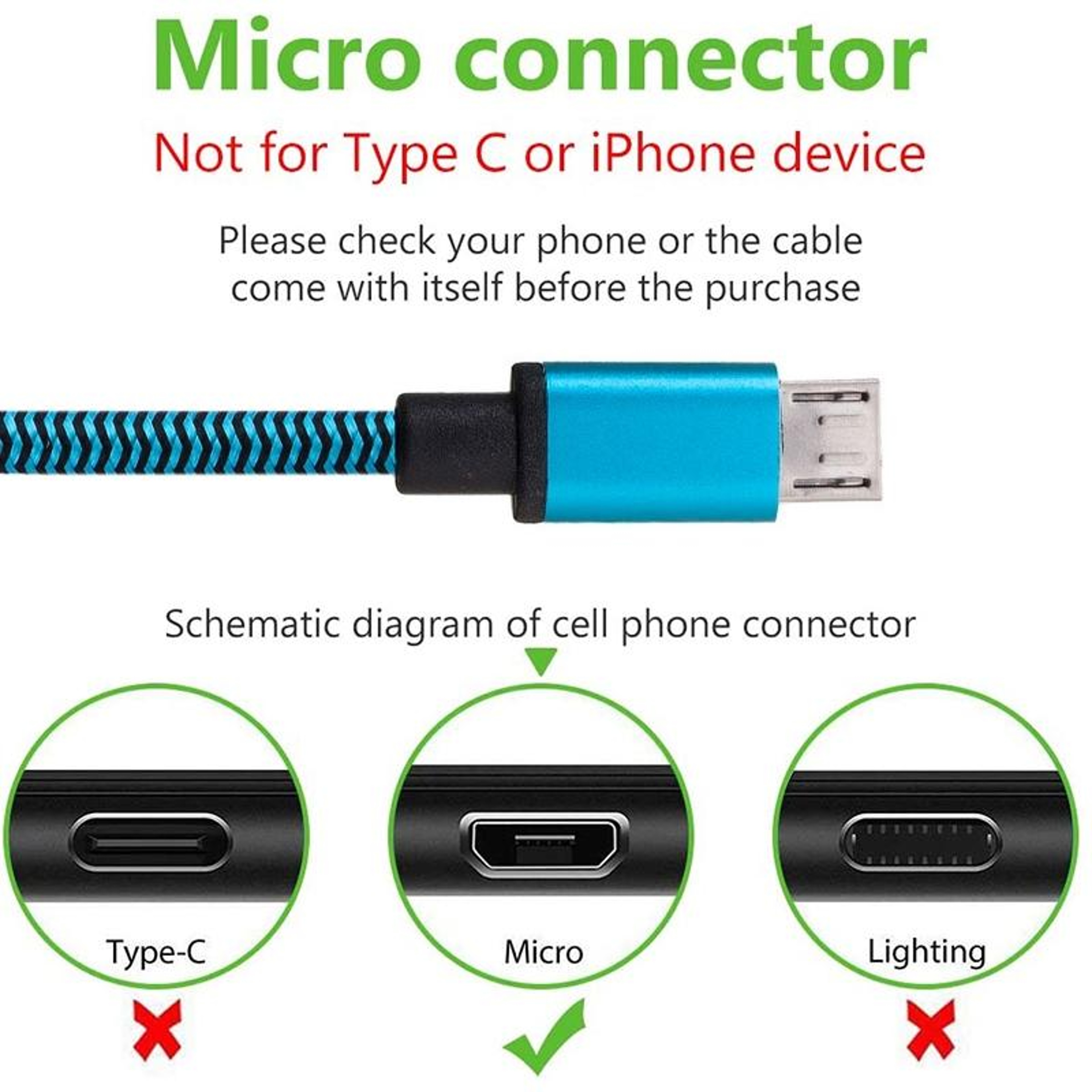 1m Woven Braided Micro USB to USB 2.0 Fast Charging & Data Sync Cable – view 5