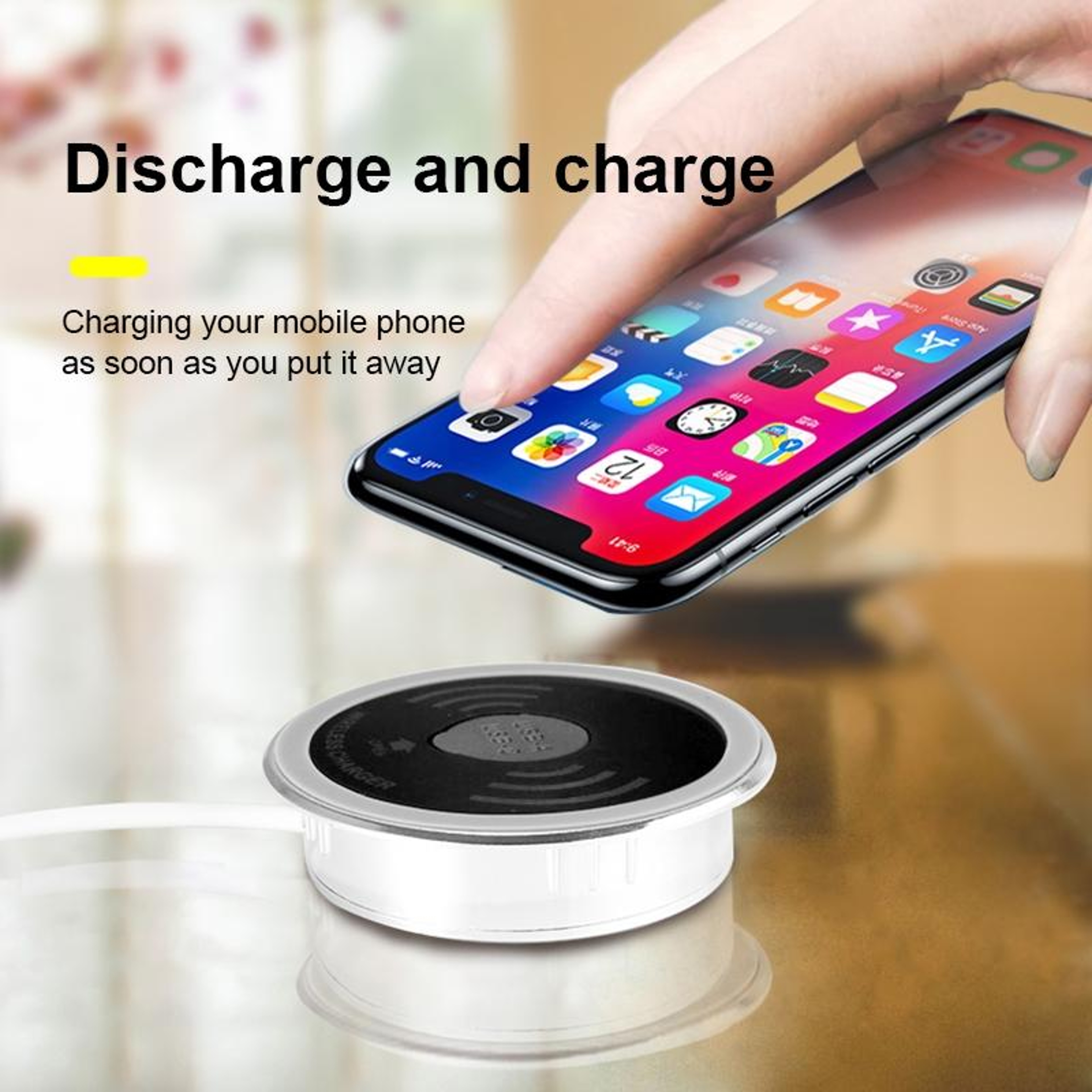 Embedded Desktop Wireless Charger PD USB Fast Charging Station 1.2m Cable – view 13