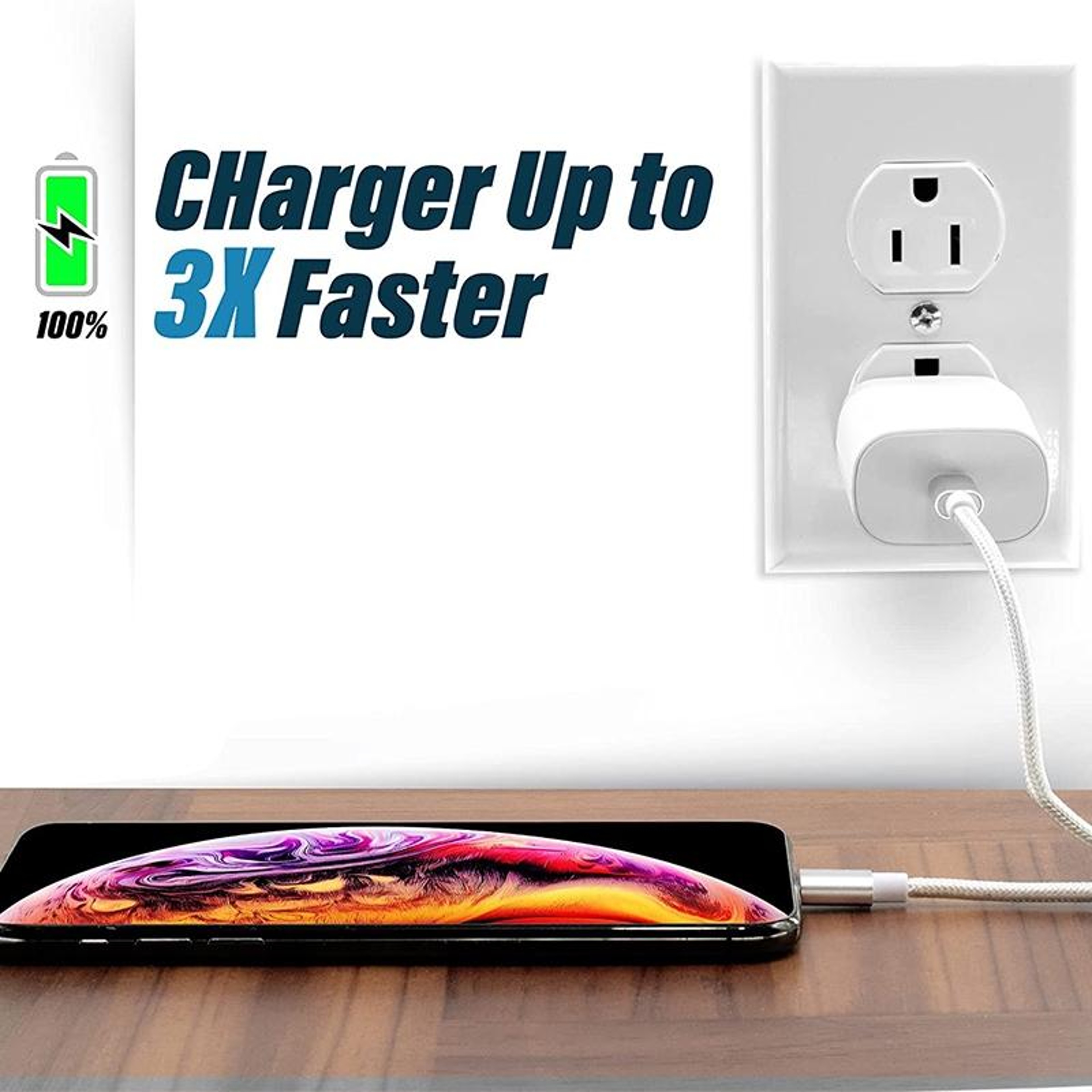 Durable 8 Pin USB Charging Cable 1m with Metal Head Fast Sync Data Cable for iPhone iPad – view 6