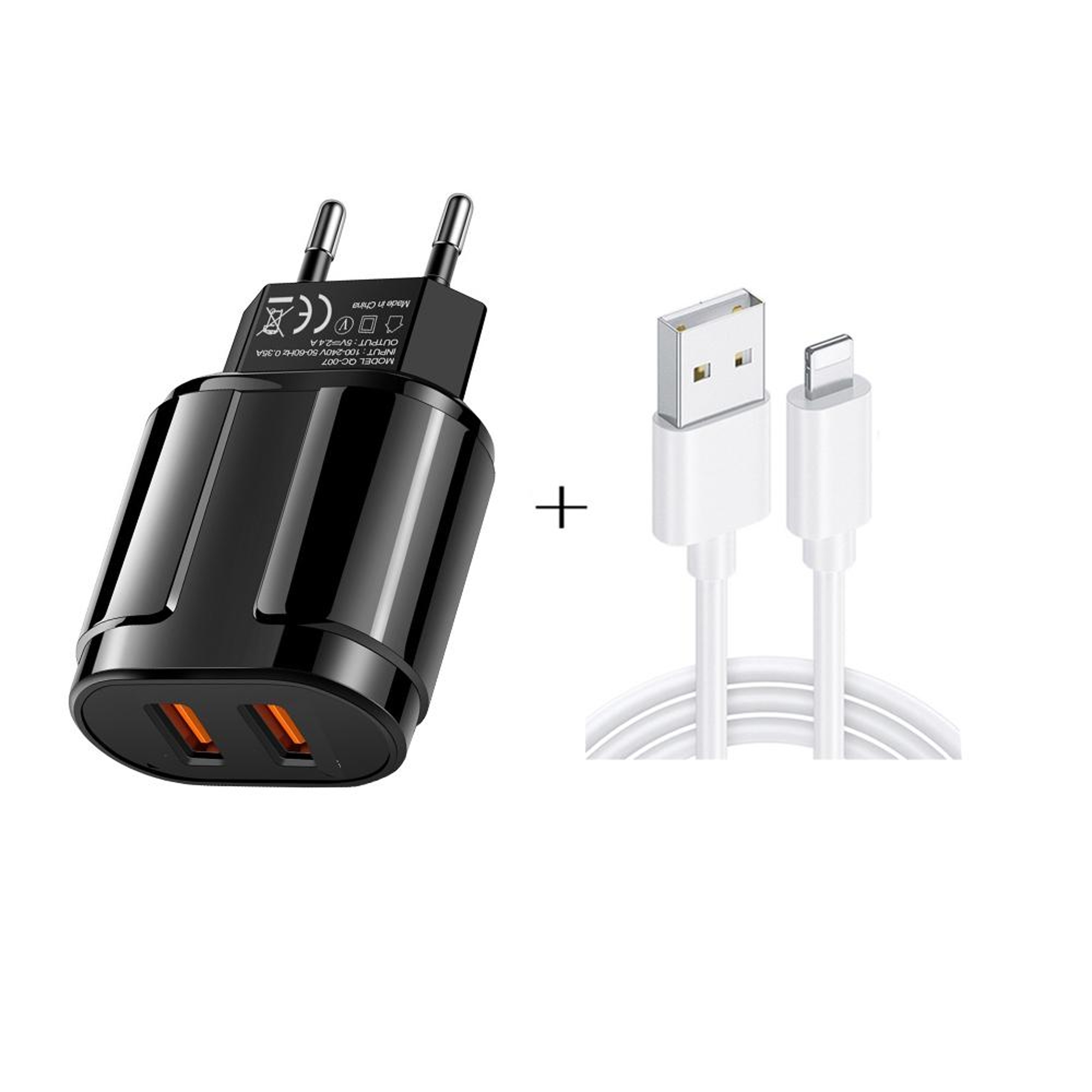 Dual USB Travel Charger with 8 Pin Cable Fast Charging Compact Adapter – view 13