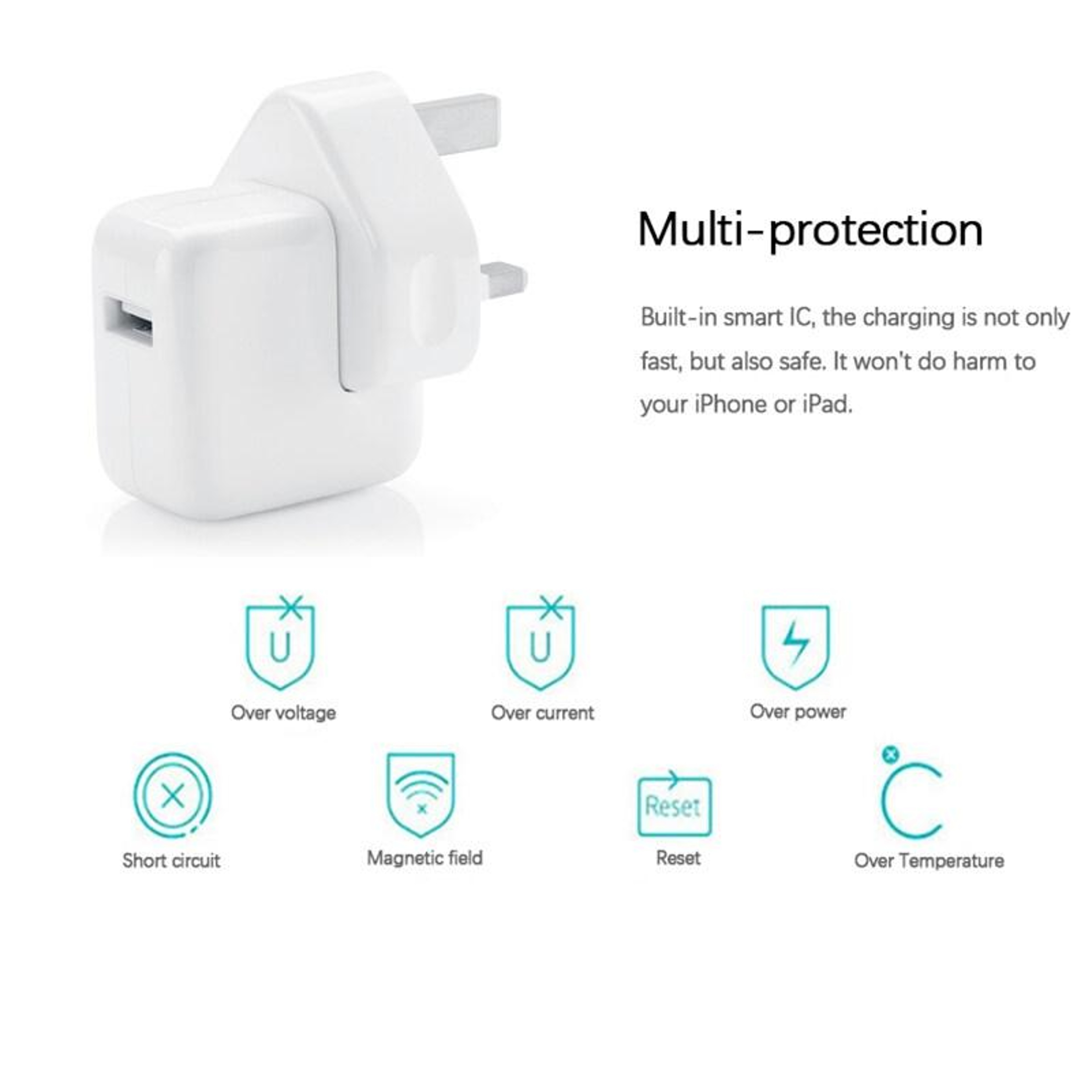 12W USB Charger with Lightning Cable  Fast Charging for iPhone iPad iPod – view 5