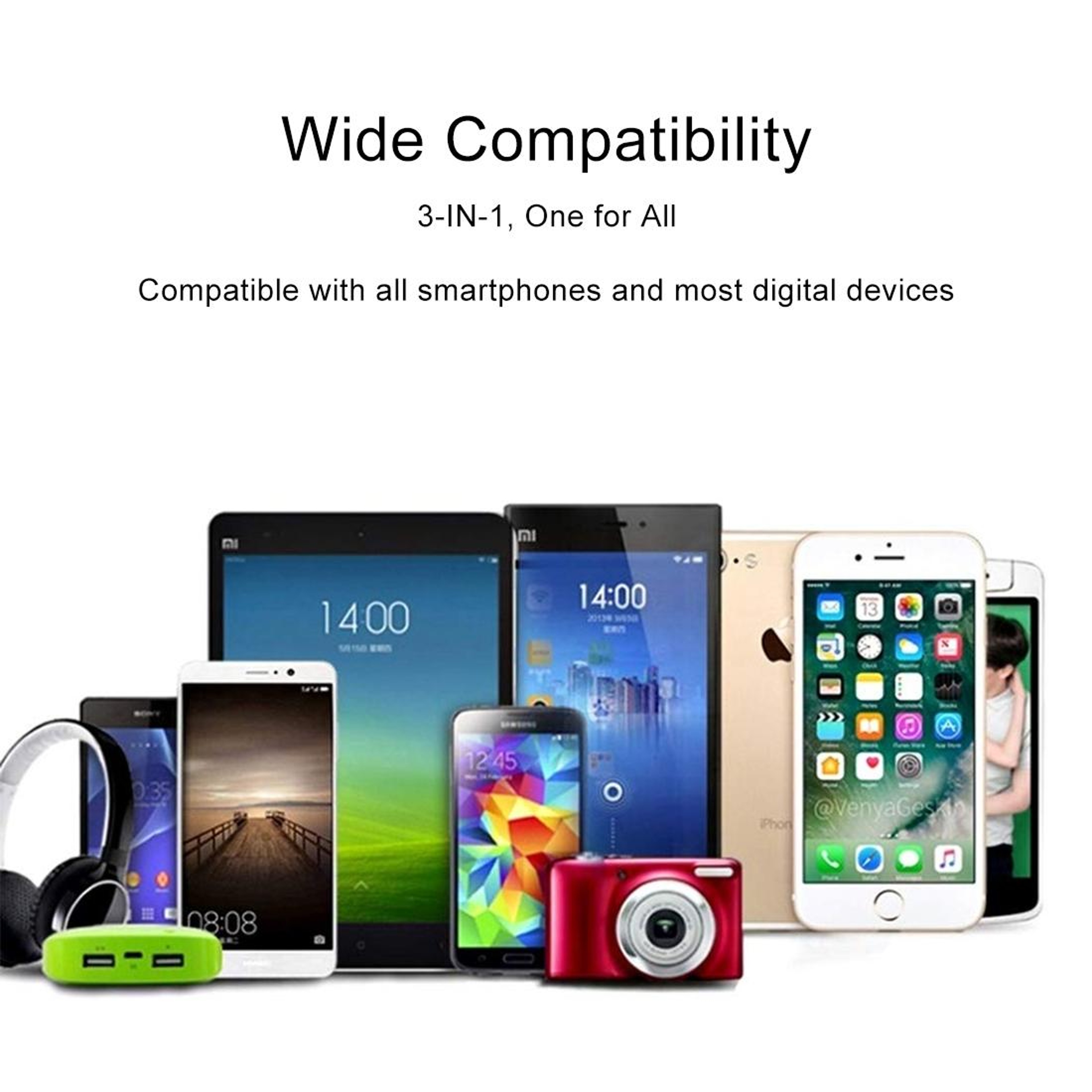 12m 3in1 Retractable USB Charging Cable USBC Lightning Micro USB Fast Data Sync Cable Red 2
