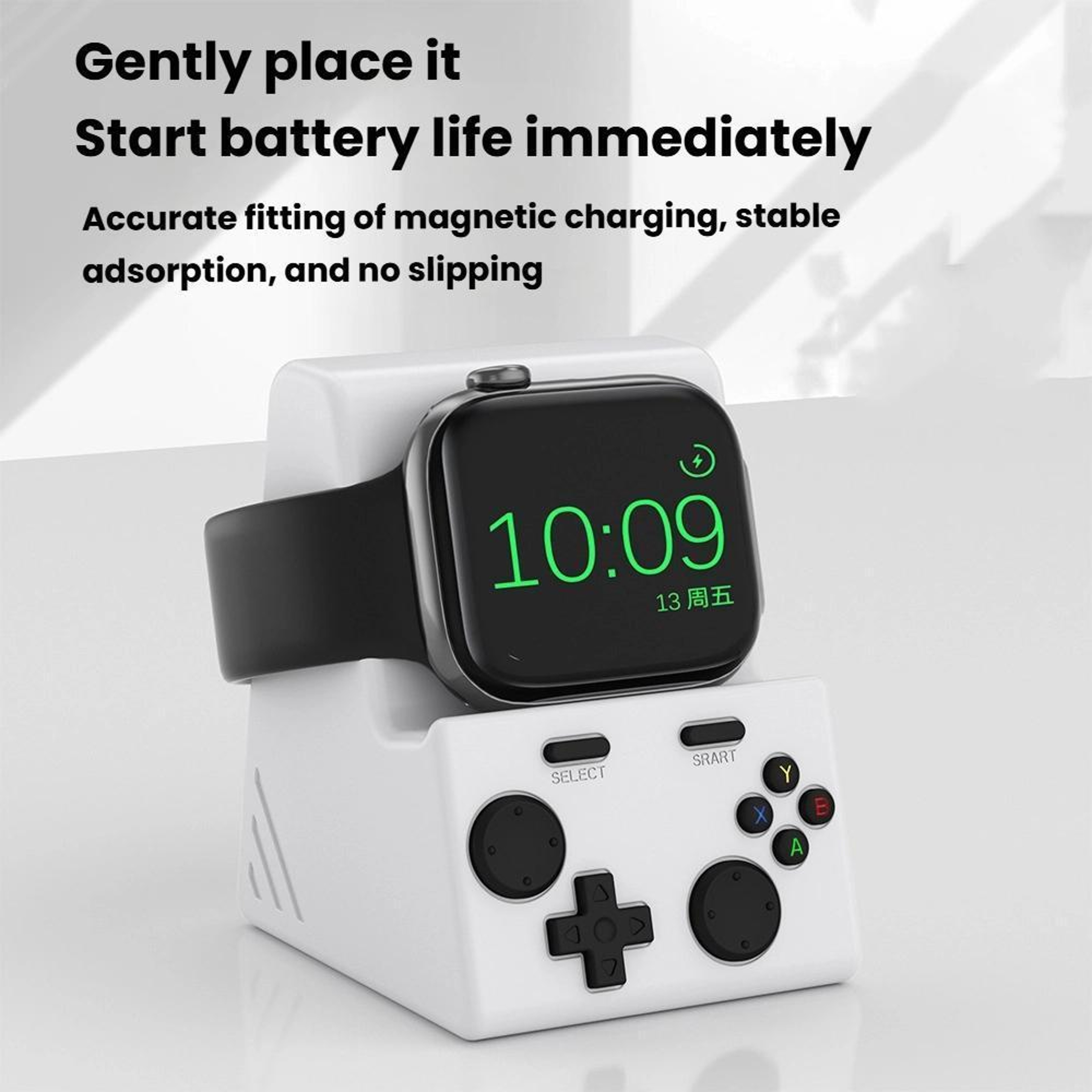 Dark Gray Silicone Apple Watch Charging Stand Dock with Cable Management Base – view 2