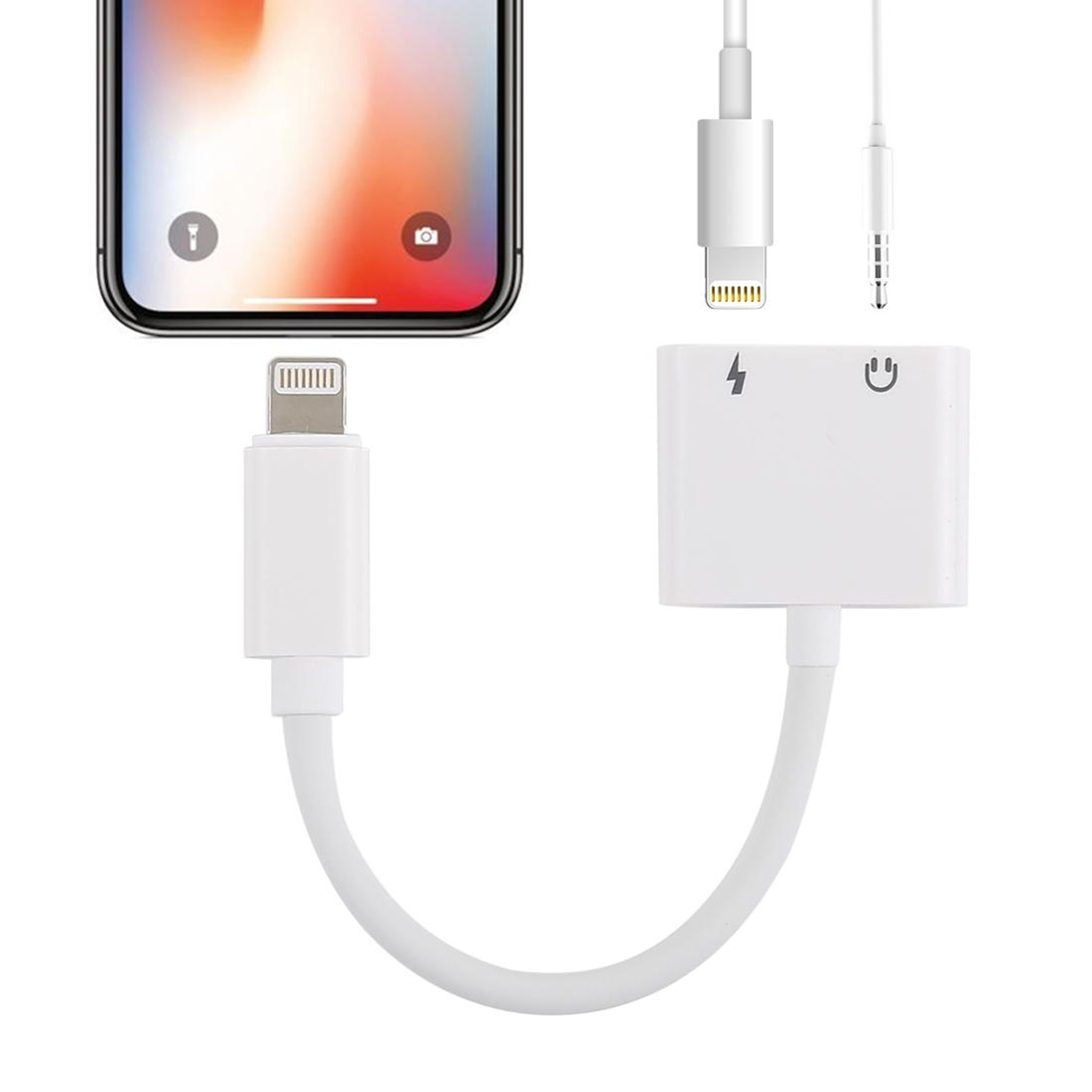 2 in 1 iPhone Lightning Audio Charging Adapter 8 Pin to 3.5mm Splitter for Music & Charging – view 1