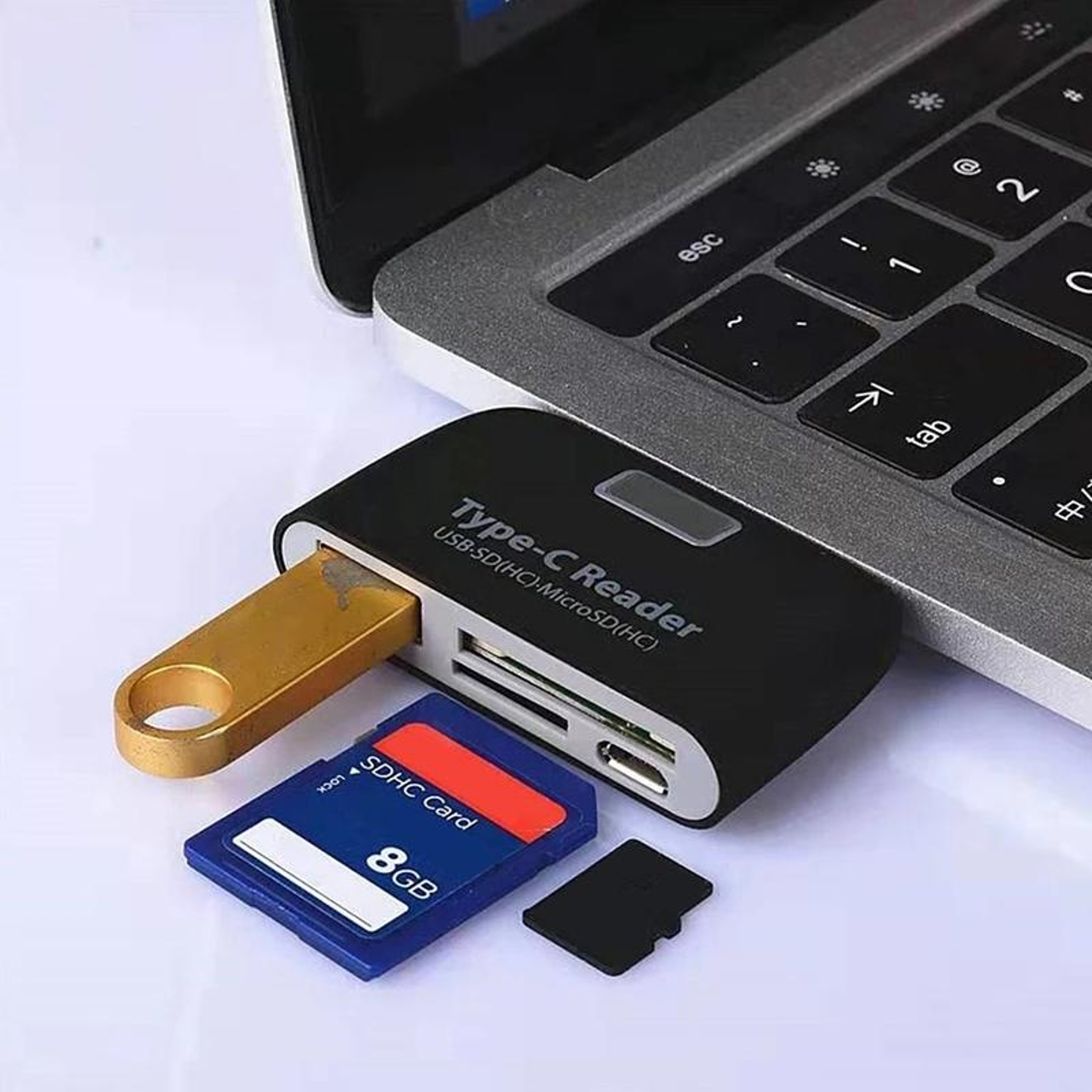 USB C Multi Card Reader Adapter with SD TF USB Hub LED Indicator – view 8