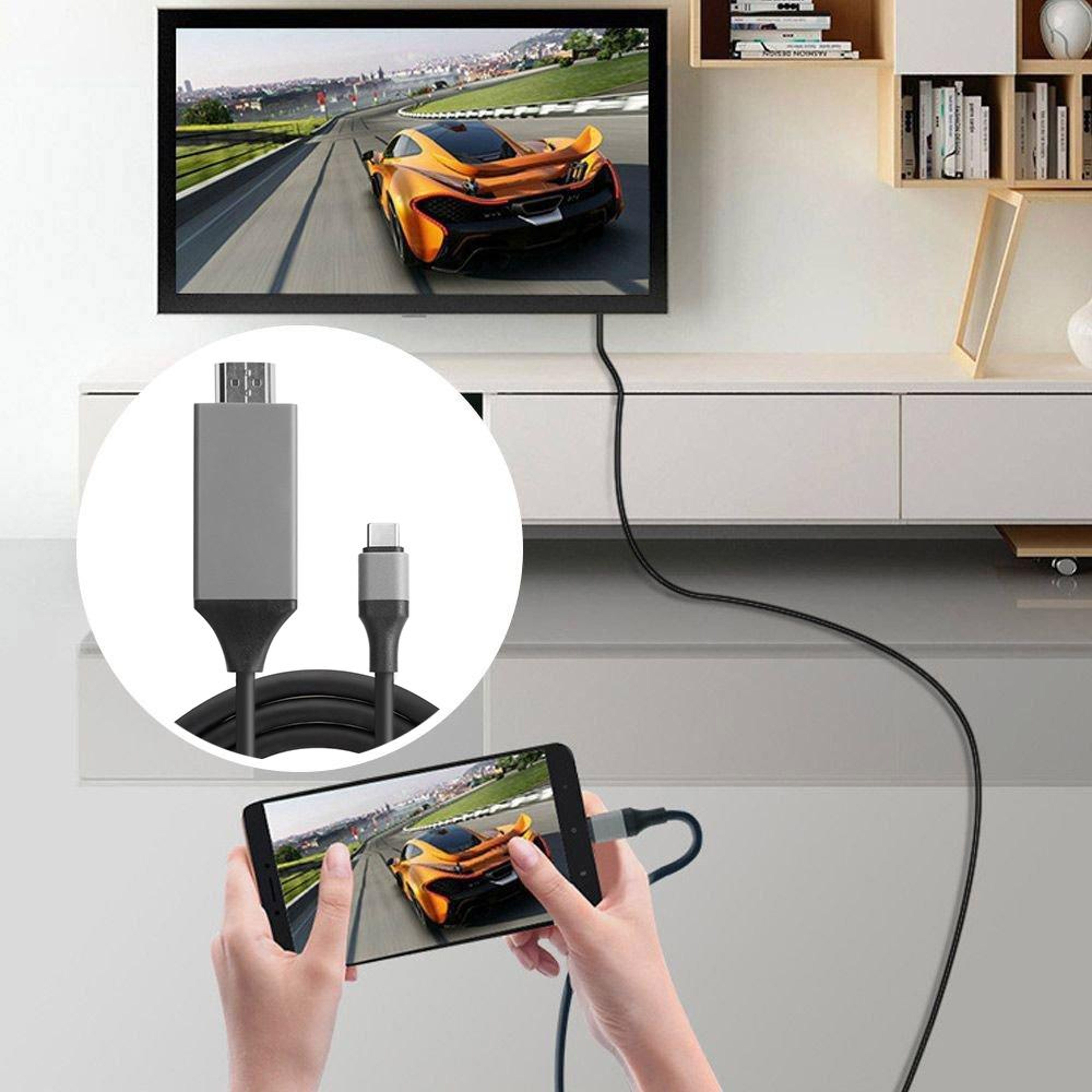 USB-C to HDMI Adapter Cable 2m, Type-C to HDMI Converter for HD Display Output – view 7