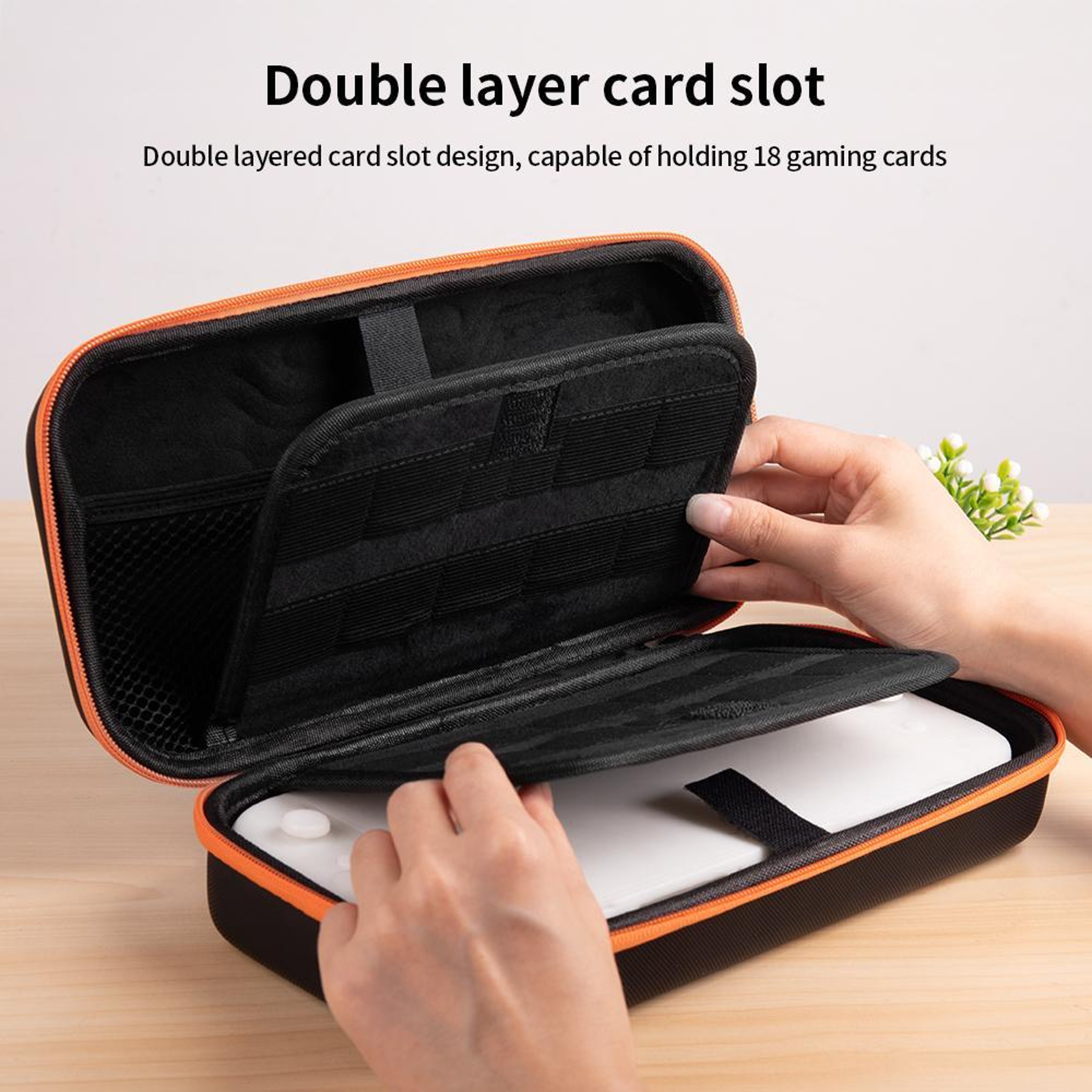 Mecha Double Layer Shockproof Nintendo Switch 2 Carrying Case Portable Storage Bag Black Orange – view 8