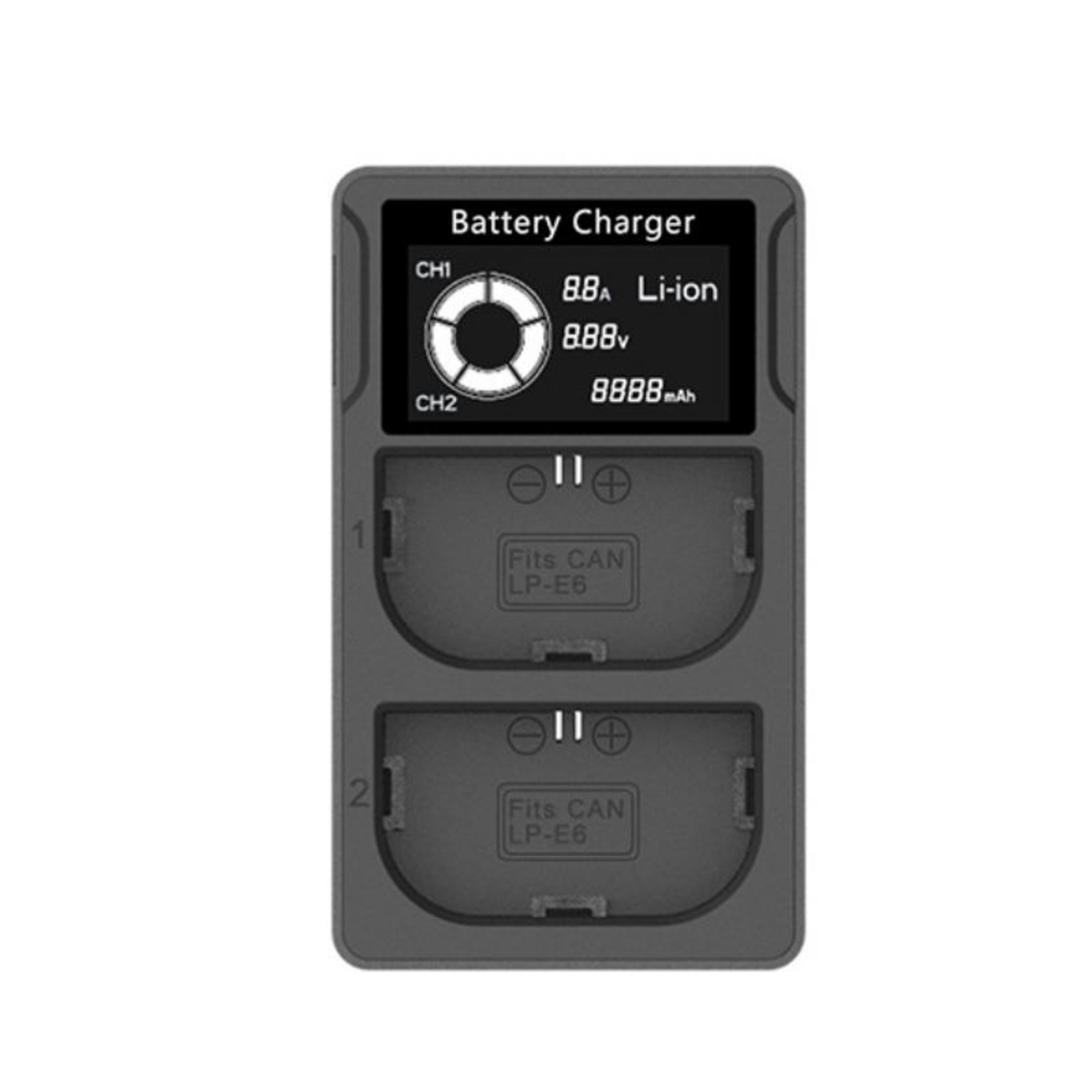 Dual USB LP-E6 Battery Charger with LCD Display Fast Camera Battery Charger for Canon DSLR – view 2