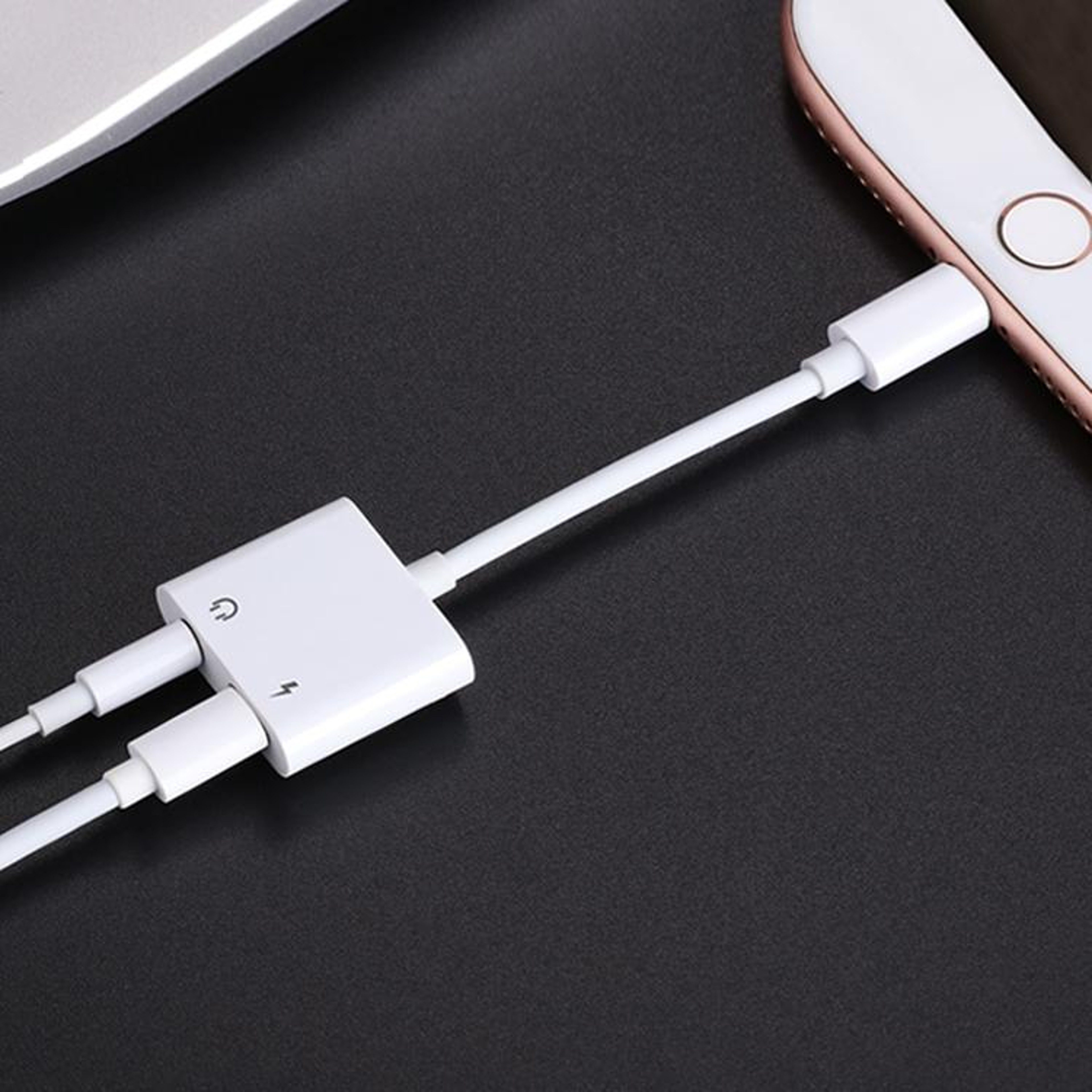 S-Y104 2-in-1 Lightning to 3.5mm Audio + Charging Adapter Cable 1.2m White – view 1