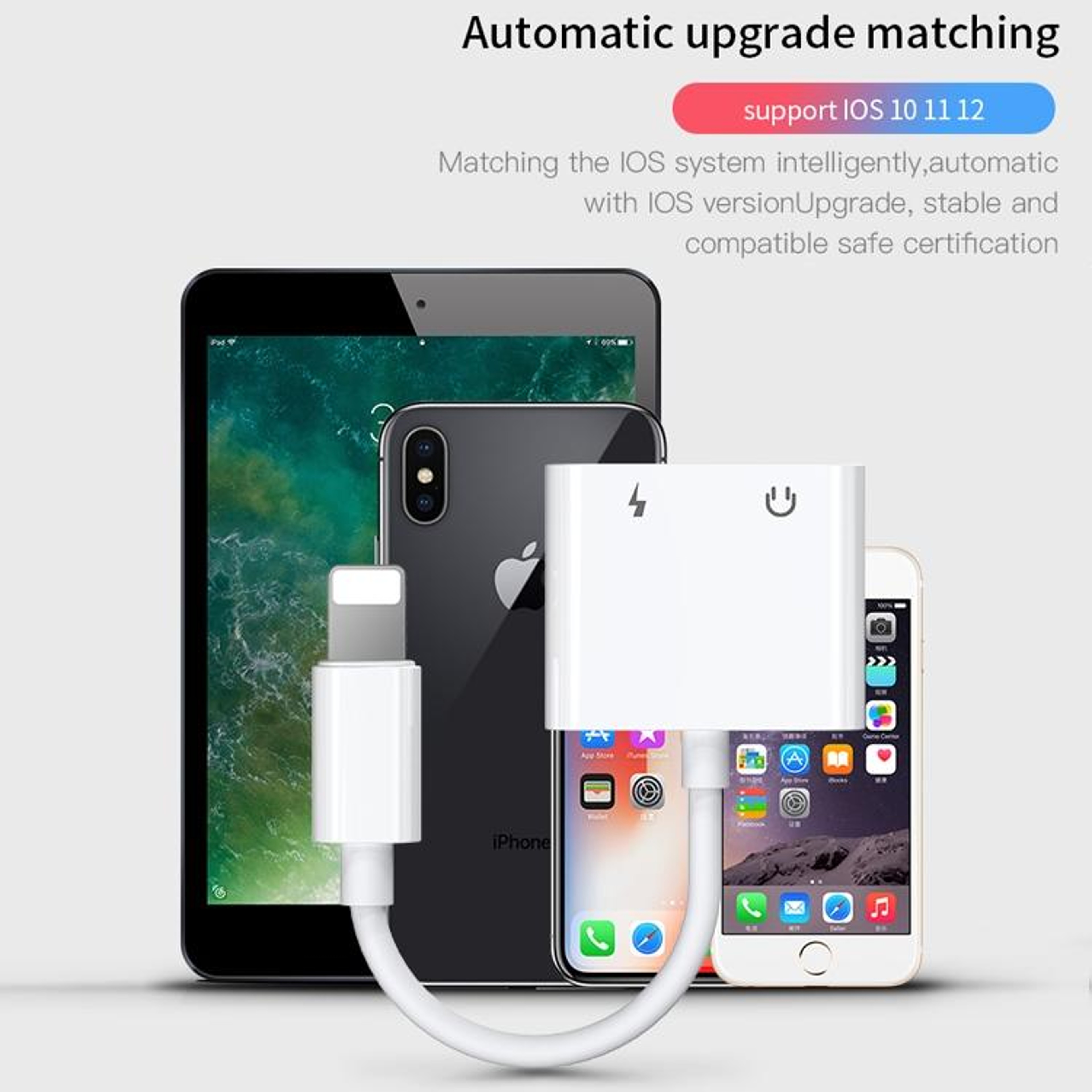 S-Y104 2-in-1 Lightning to 3.5mm Audio + Charging Adapter Cable 1.2m White – view 11
