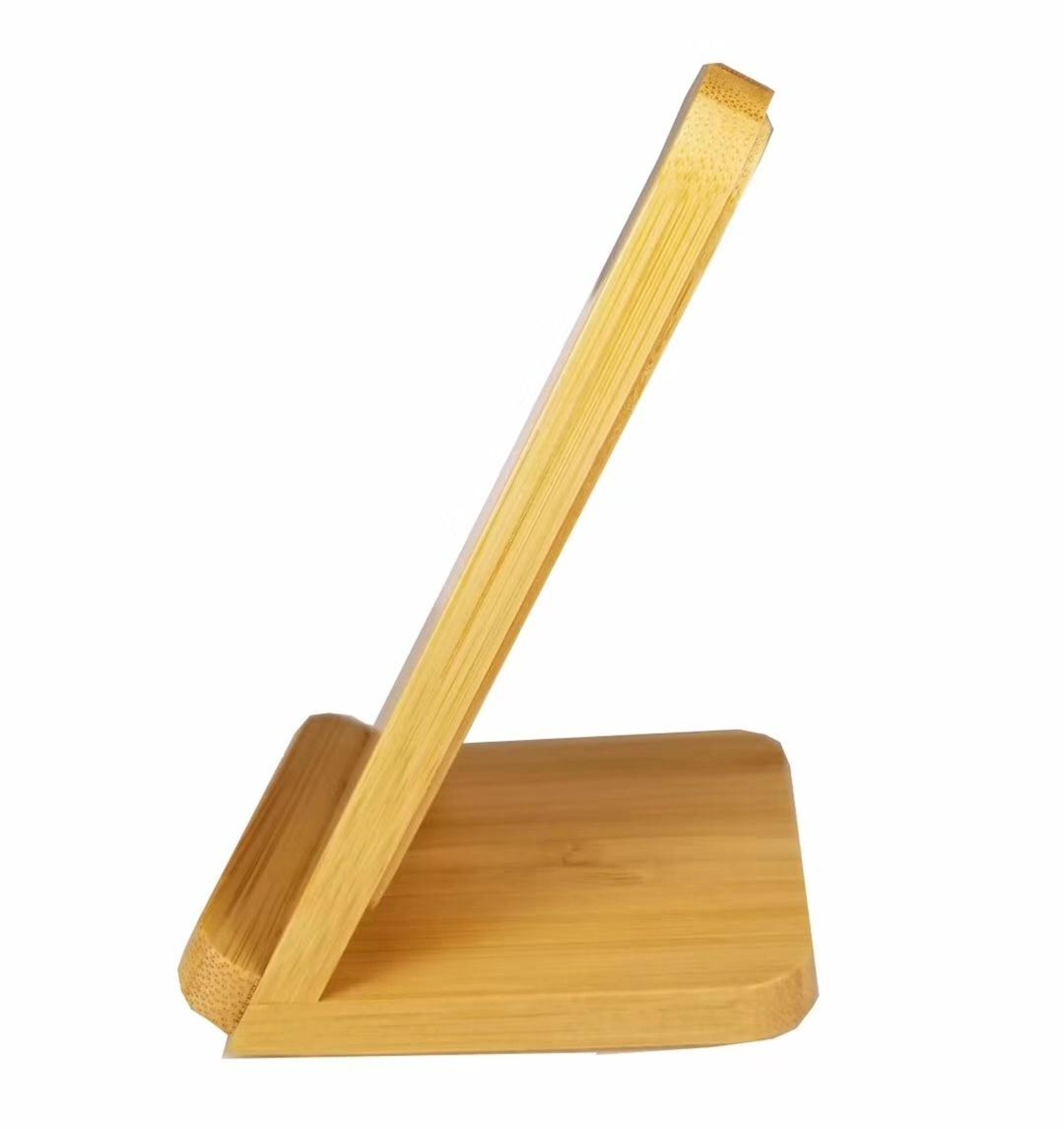 Bamboo Vertical Wireless Charging Stand Fast Qi Charger Dock for Desk and Bedside – view 3