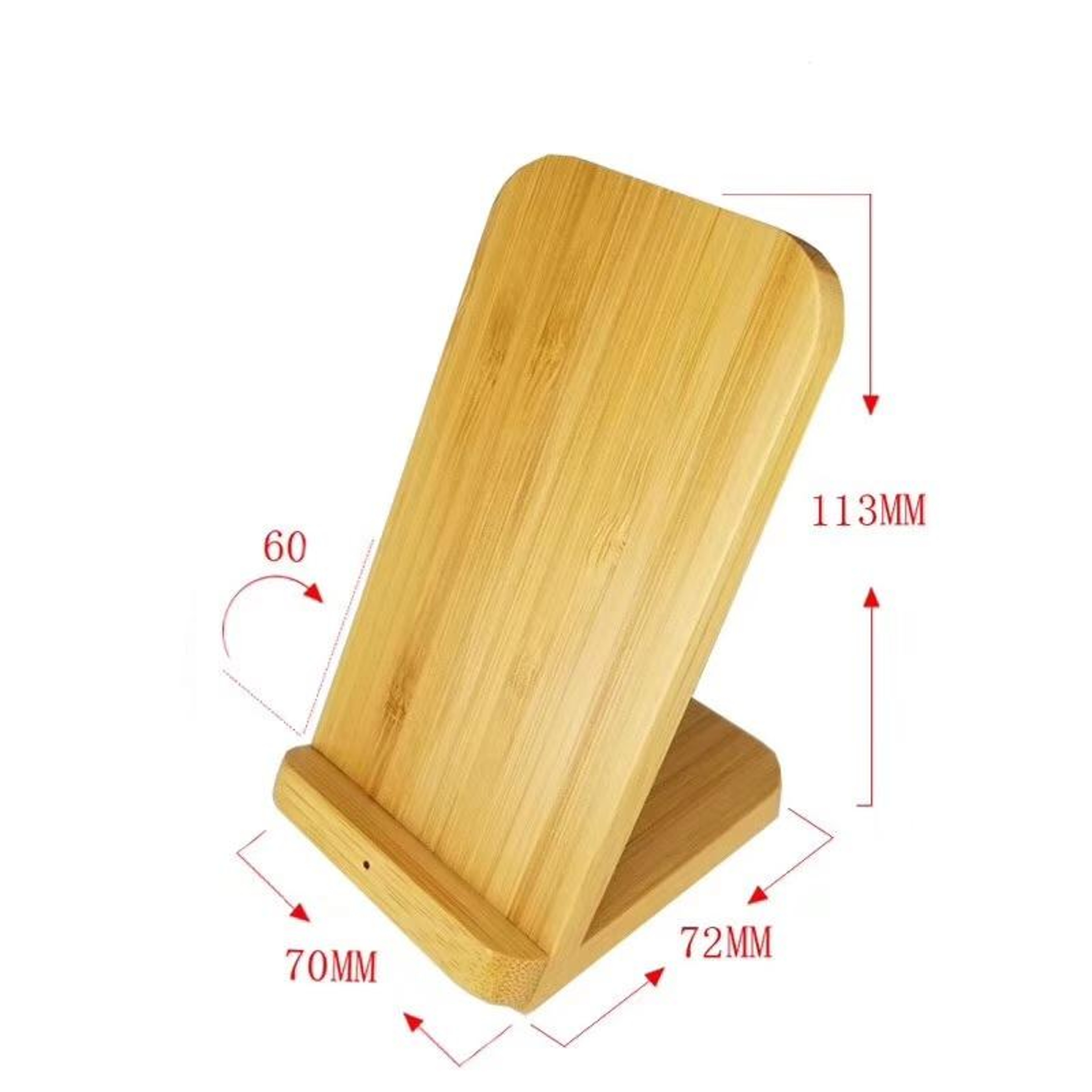 Bamboo Vertical Wireless Charging Stand Fast Qi Charger Dock for Desk and Bedside – view 5