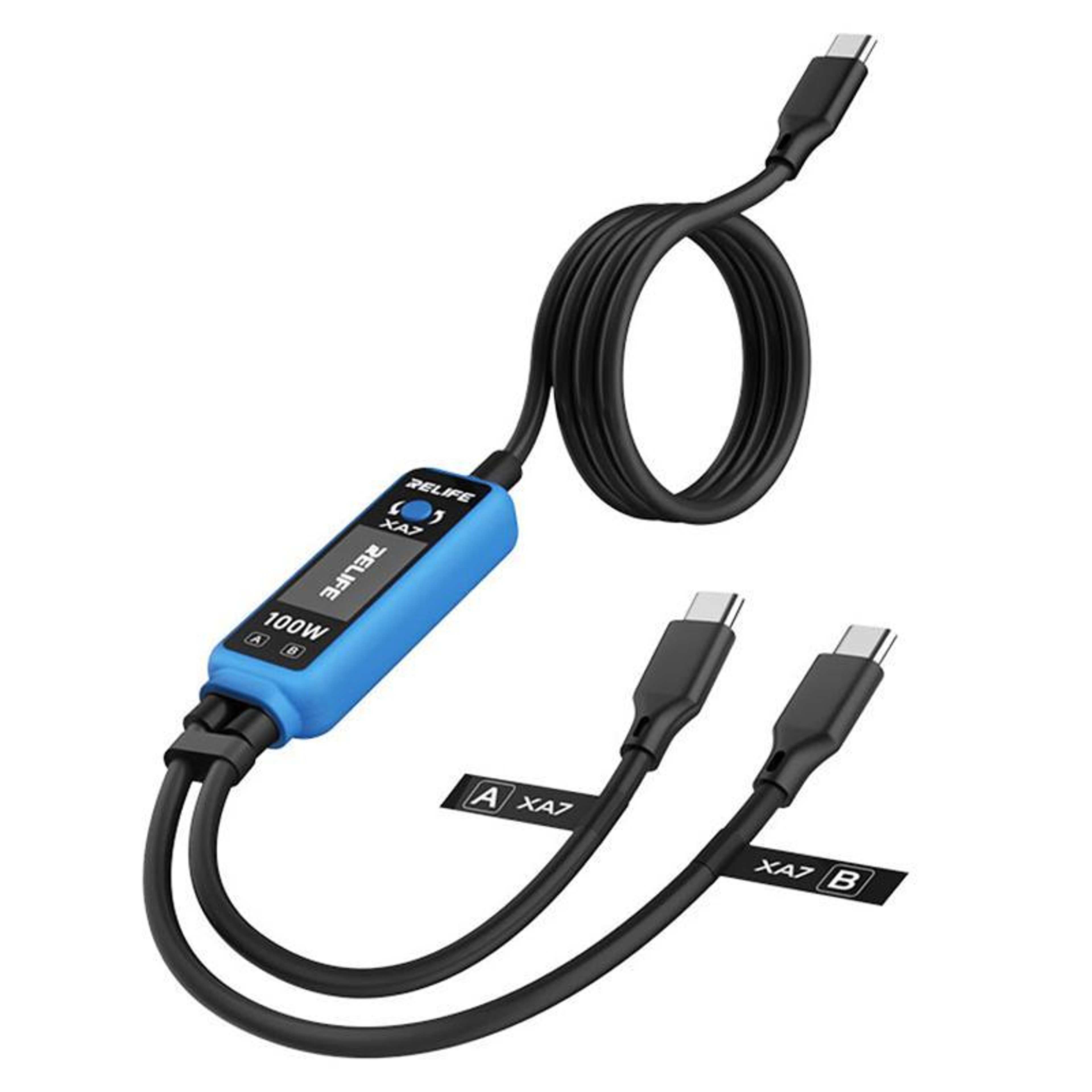 XA7 100W Fast Charging Cable 1 to 2 with Digital Display for iPhone Android Type C – view 2