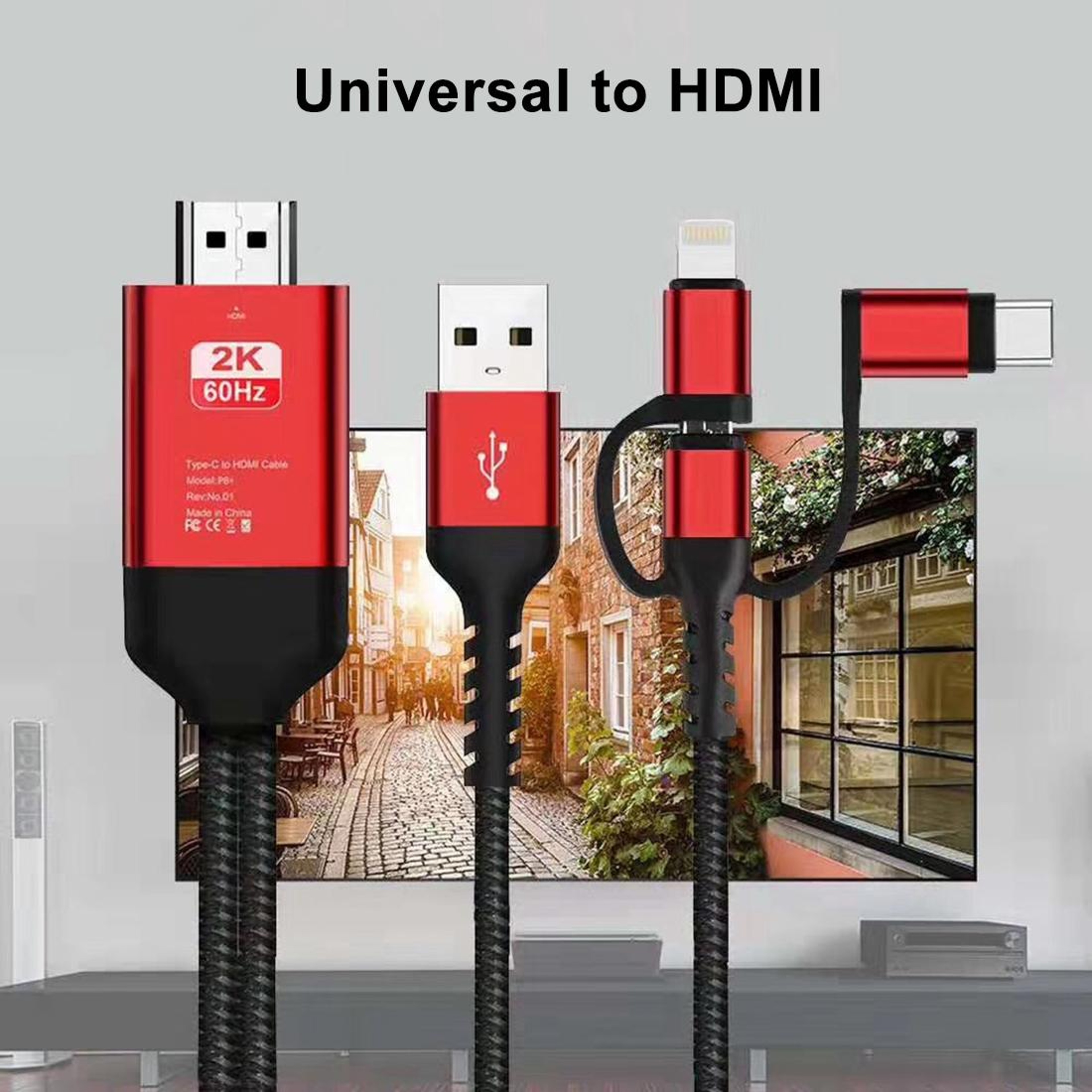 3 in 1 USB-C iPhone Micro USB to HDMI TV Cable 1080P Screen Mirroring Adapter 2M – view 10