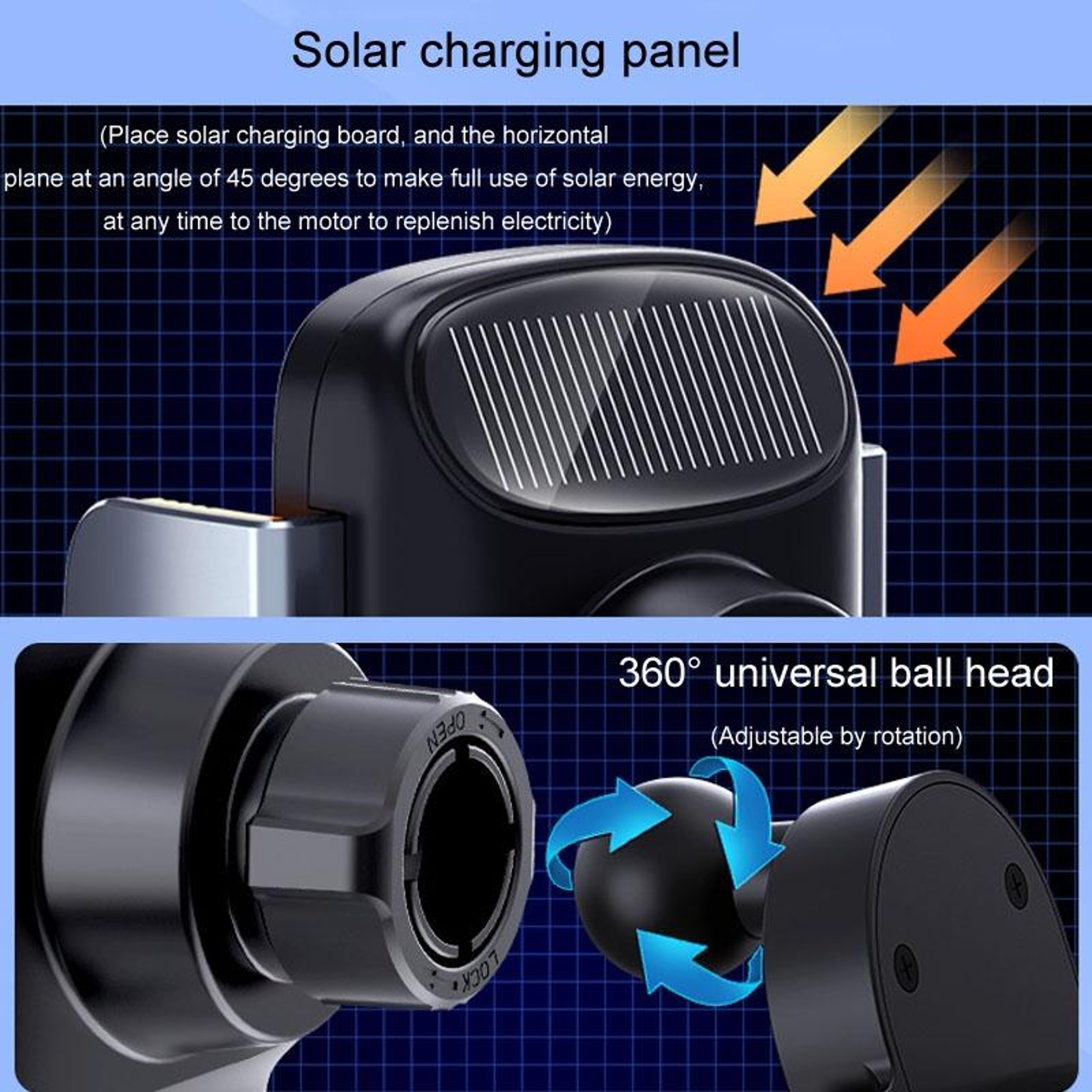 Solar Fast Wireless Car Charger Automatic Clamp Air Vent Phone Holder Navigation Mount – view 9