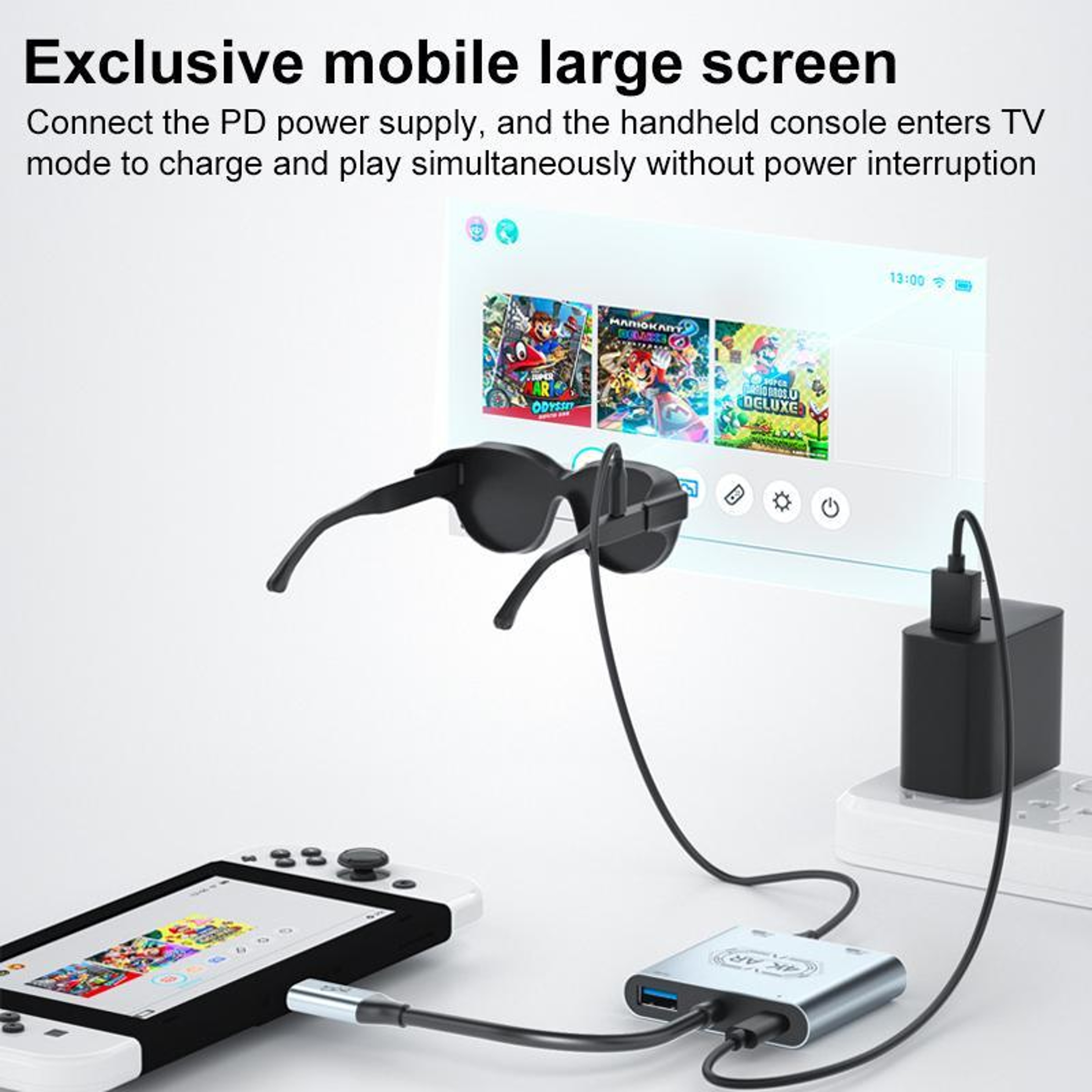 V77G USB-C Multiport Adapter AR Glasses 4K 60Hz PD100W Type-C Hub Converterc – view 3