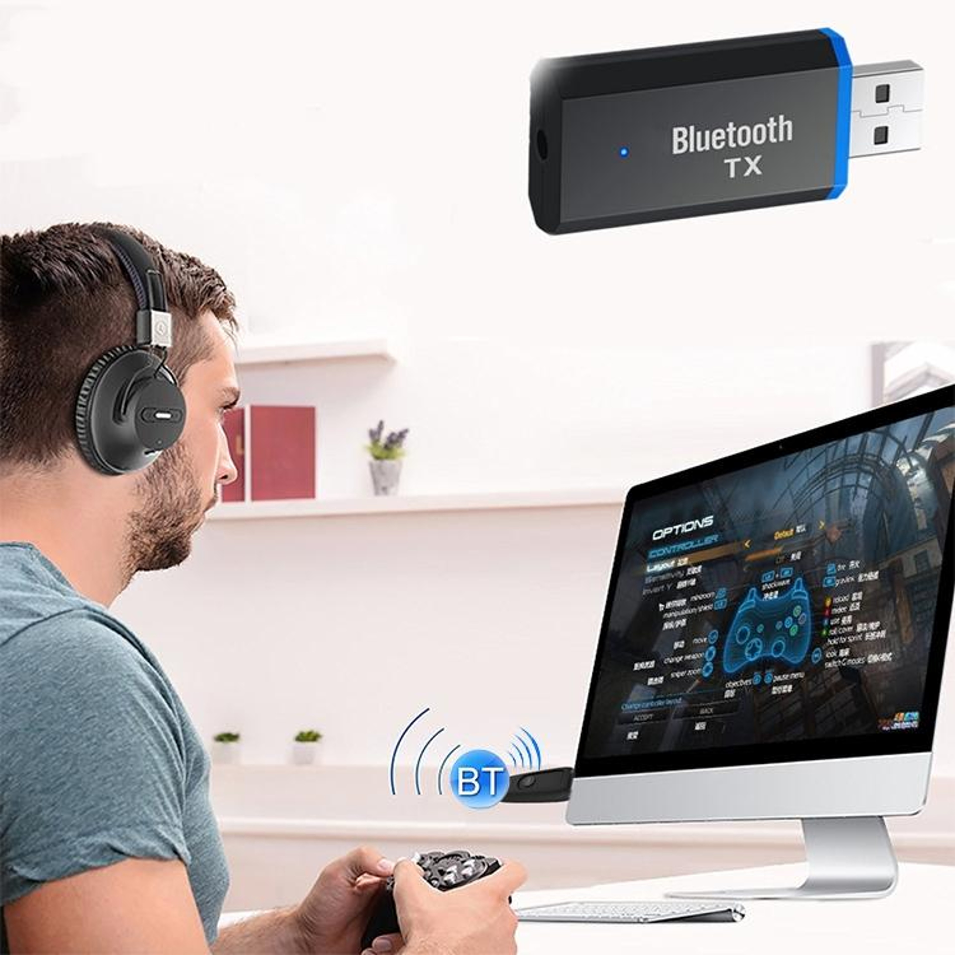 Wireless Bluetooth 5.0 Audio Transmitter for TV PC Headphones USB AUX Adapter – view 4
