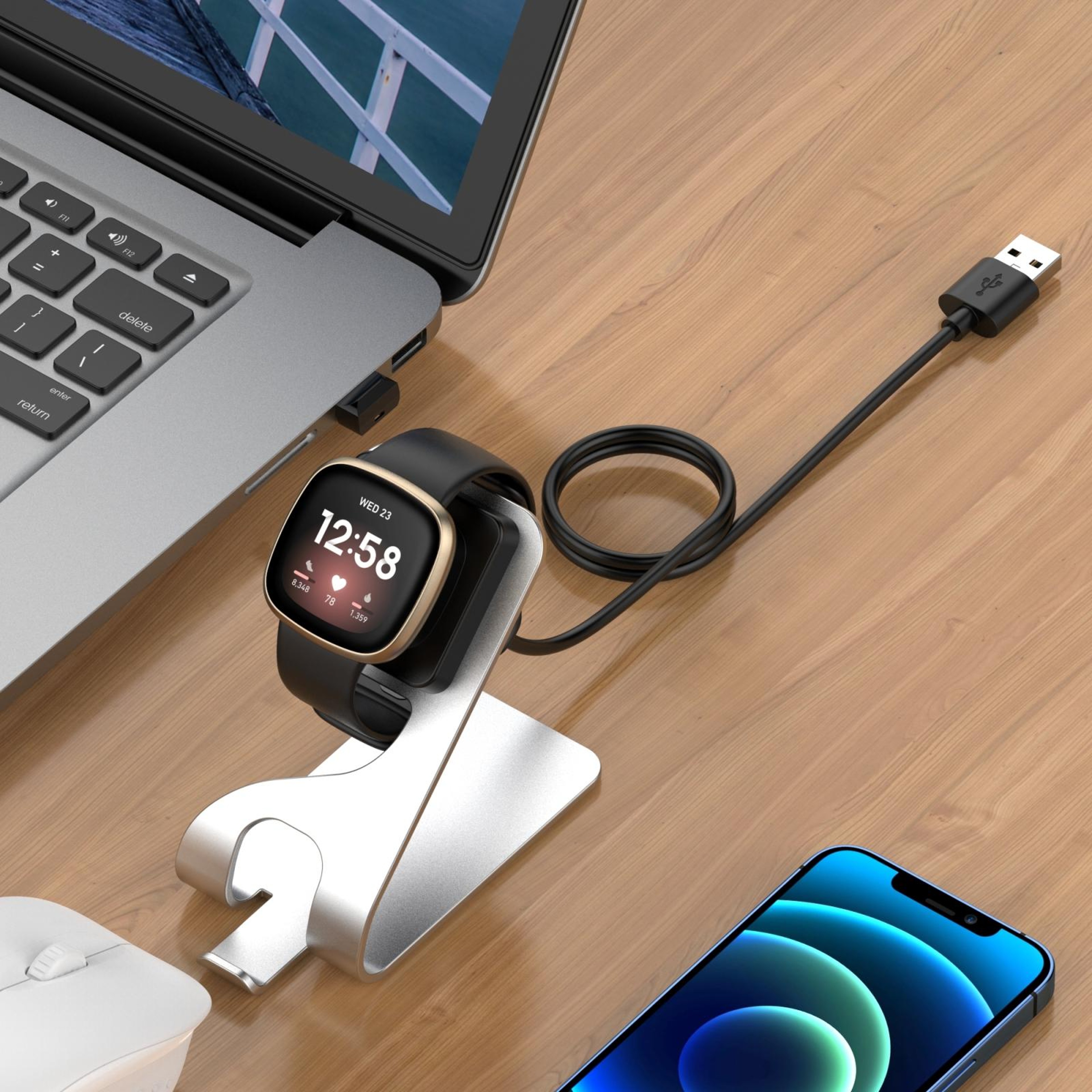 Magnetic Fast Charging Cable Dock for Fitbit Versa 4, Versa 3, Sense 2 & Sense Smartwatch – view 7