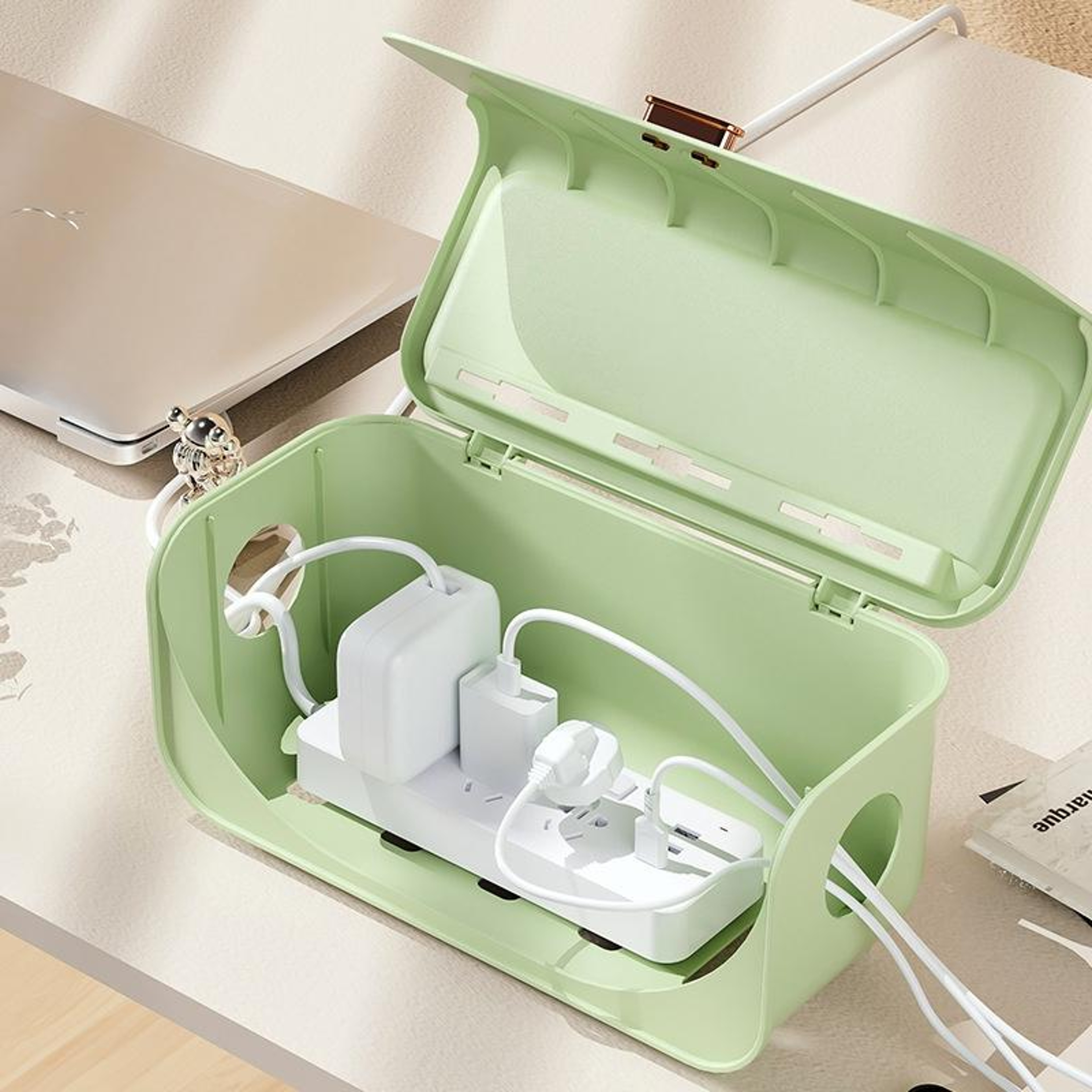 Desktop Cable Management Box Power Strip Storage Box Desk Cable Organizer Dustproof Cover – view 2