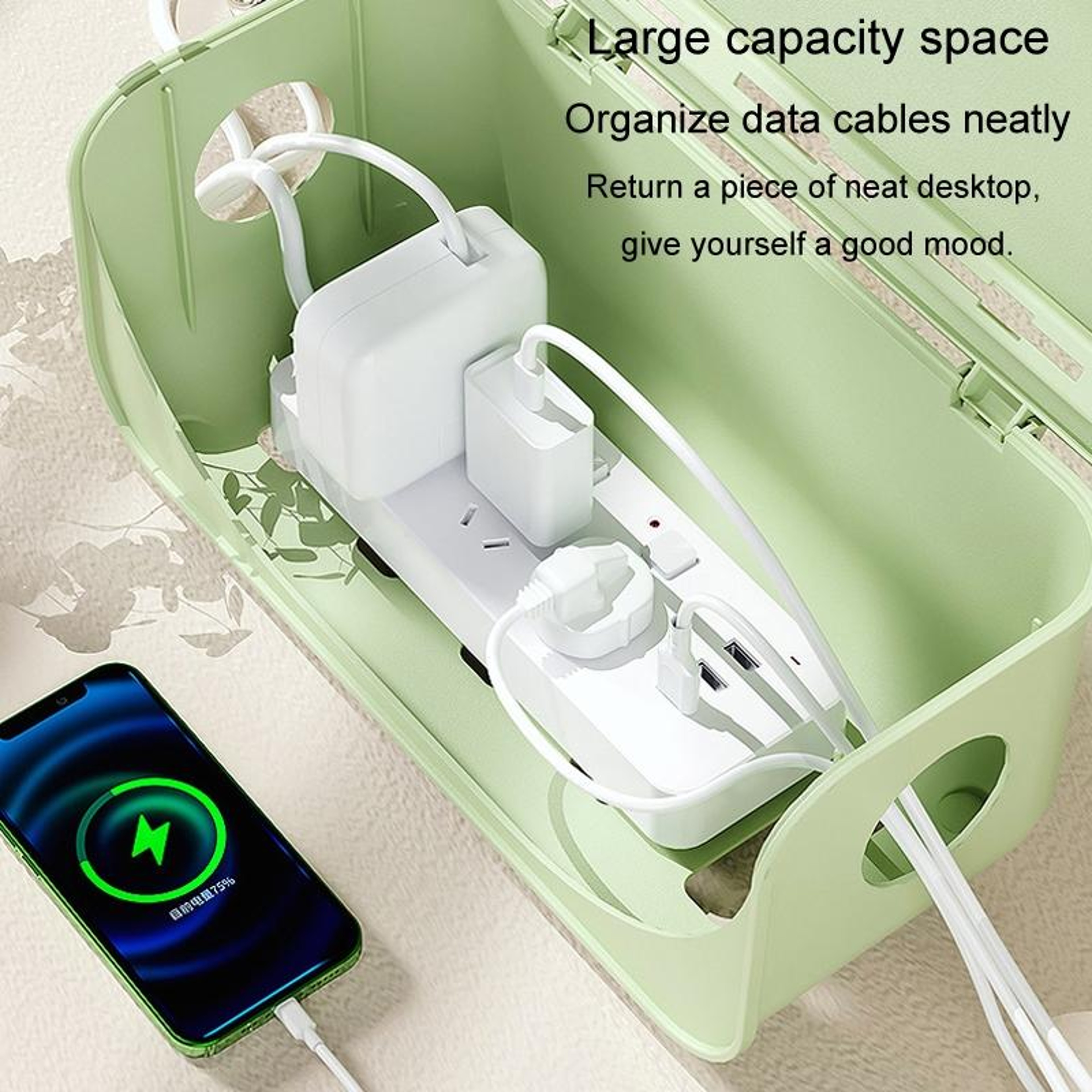 Desktop Cable Management Box Power Strip Storage Box Desk Cable Organizer Dustproof Cover – view 6