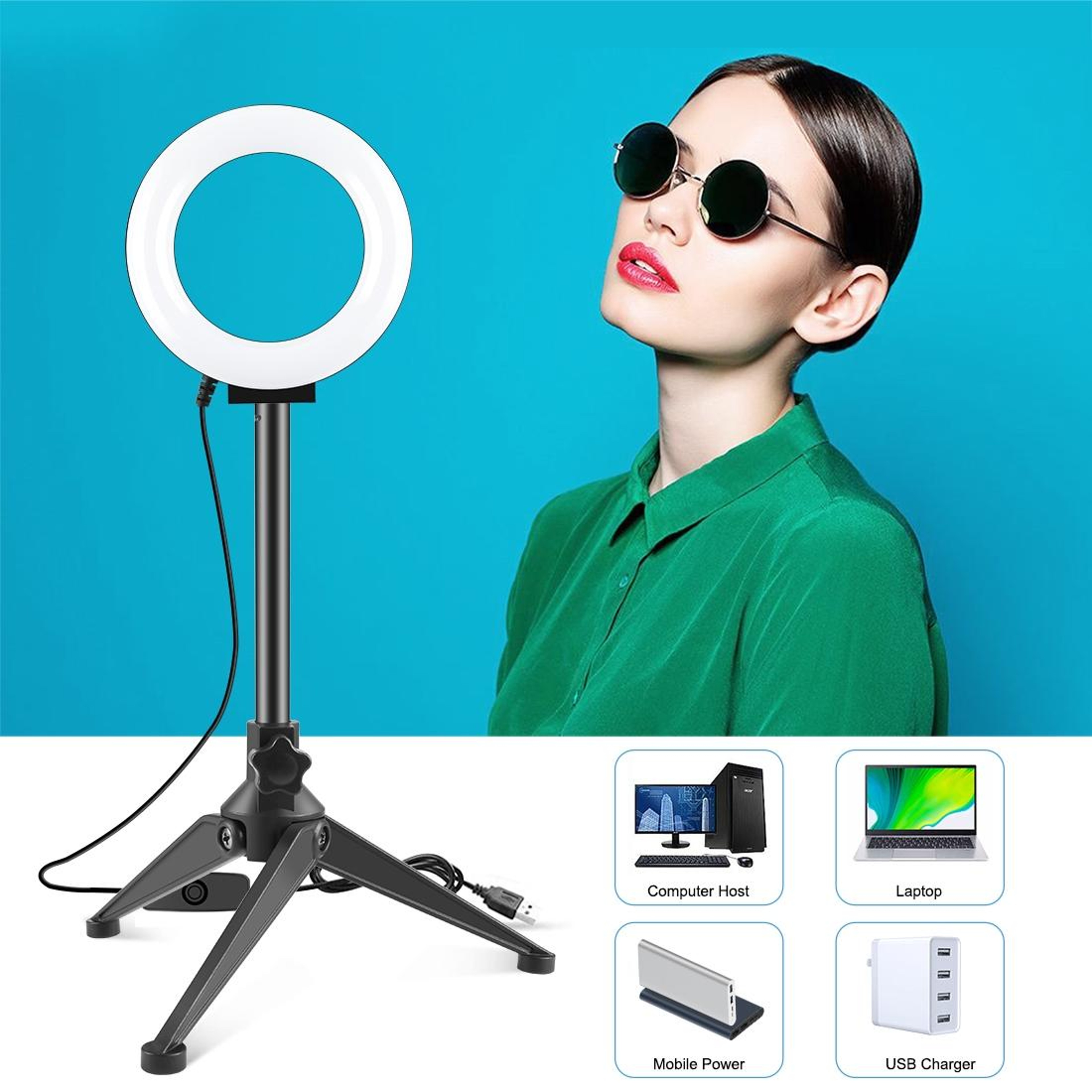 USB Ring Light with Tripod Stand for Selfie Video and Vlogging – view 4