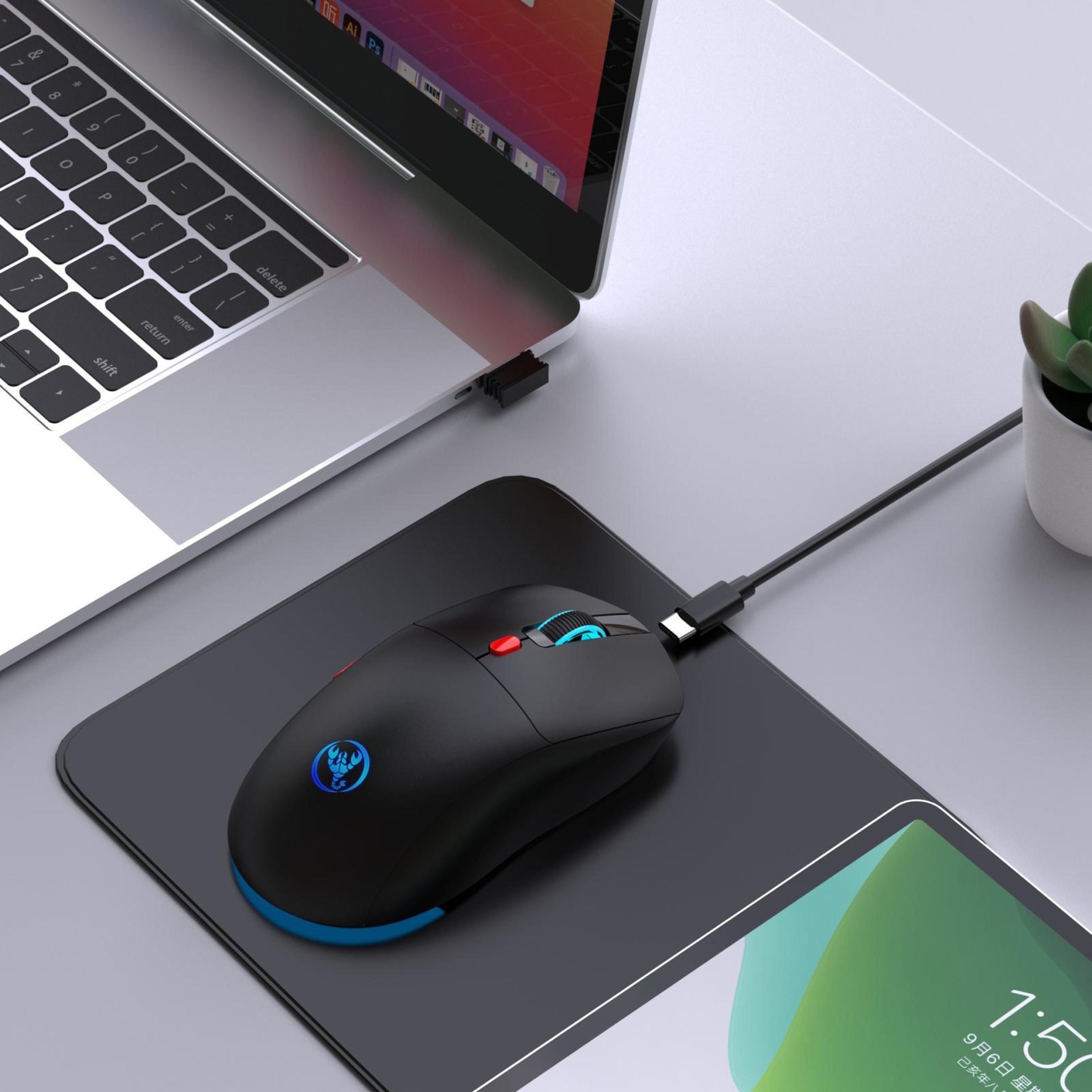 HXSJ T20 Rechargeable Wireless Mouse 3600 DPI Ergonomic Gaming Mouse with RGB Lighting – view 5