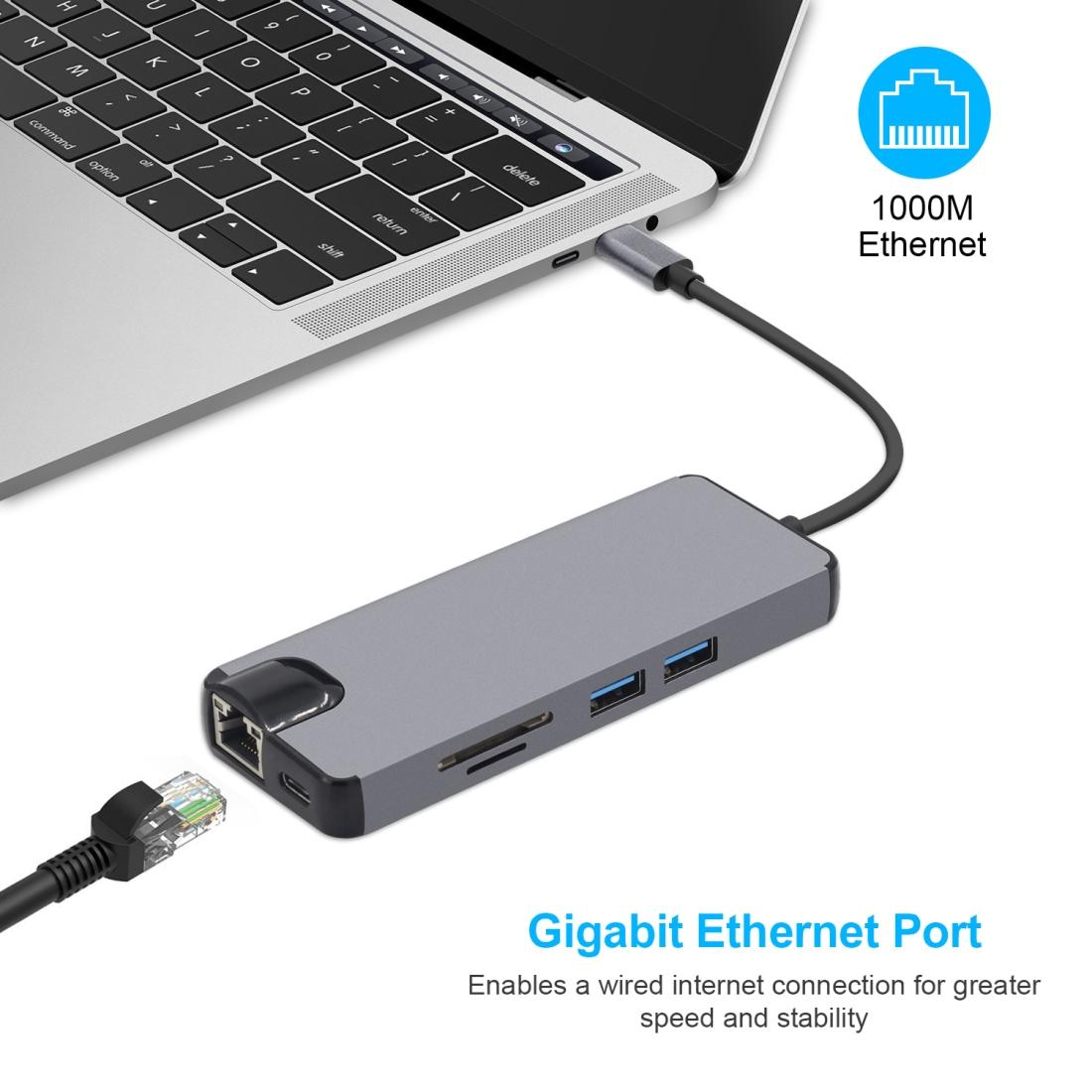 8-in-1 USB-C Docking Station HDMI VGA LAN Multiport Adapter SD Card Reader Grey – view 7