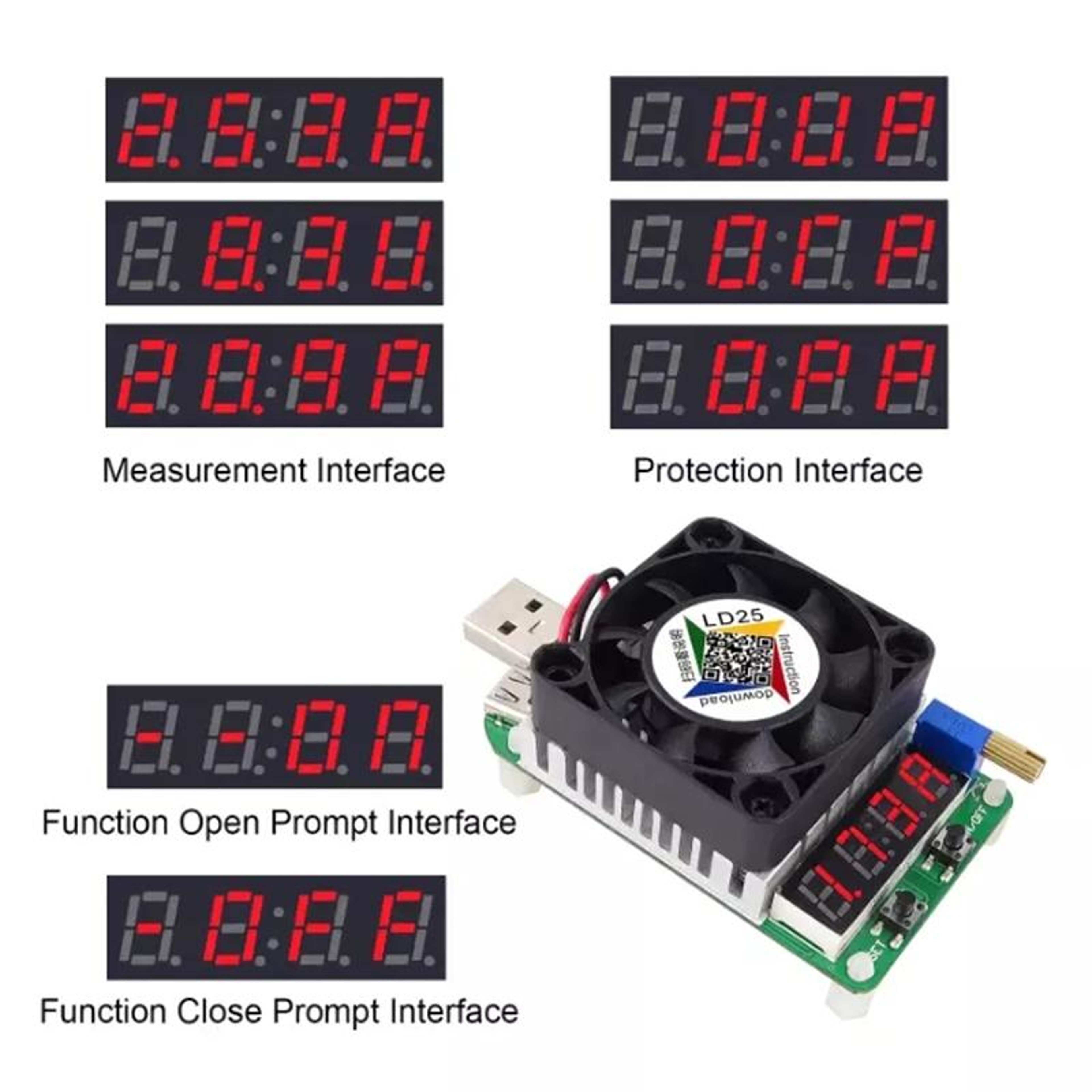 LD25 Adjustable USB Electronic Load Resistor 25W Battery Discharge & Constant Current Tester – view 4