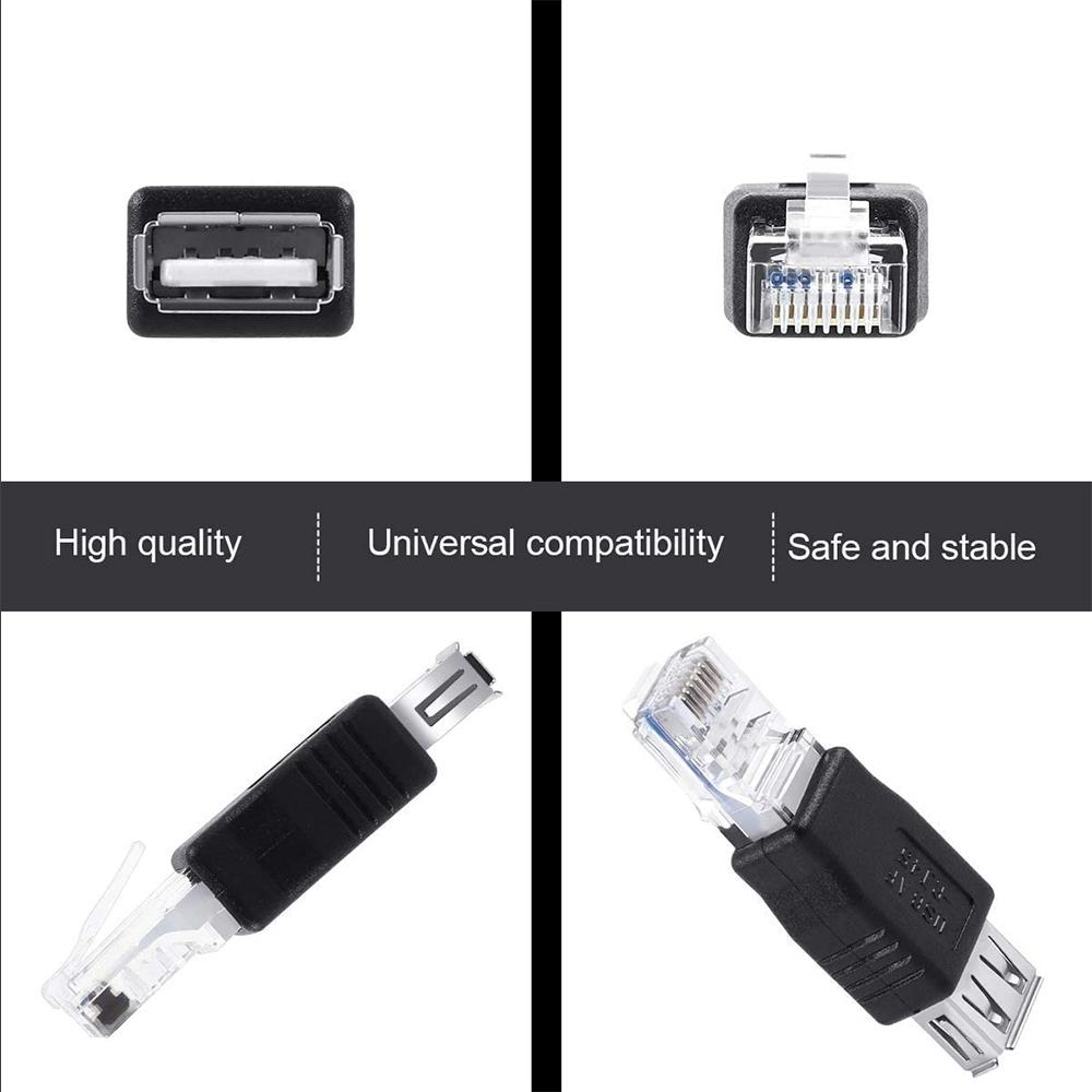 RJ45 Male to USB-A Female Adapter Black Network Converter for Stable Device Connectivity – view 4