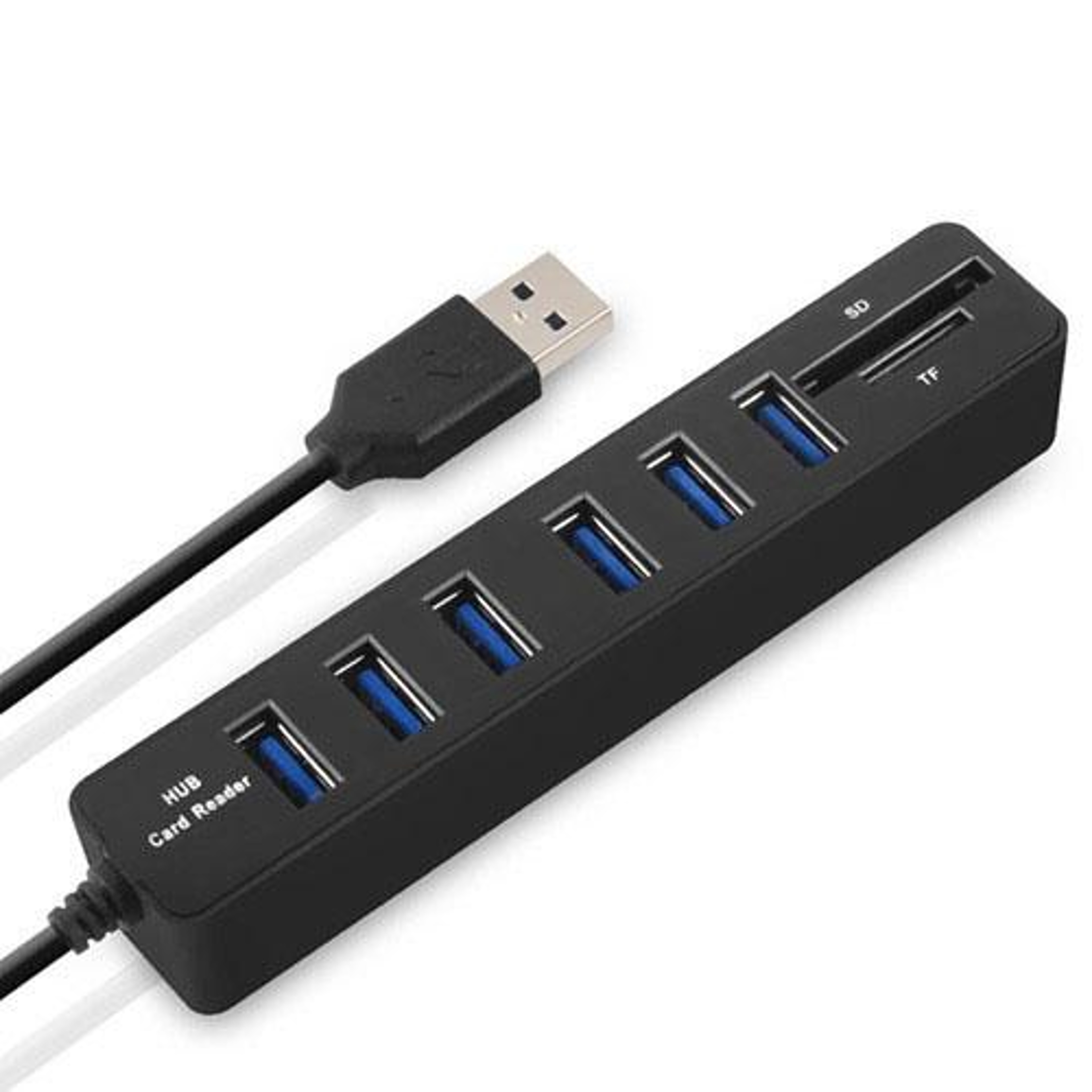6 Port USB 2.0 Hub with SD TF Card Reader, Multi USB Splitter for Laptop & PC – view 1