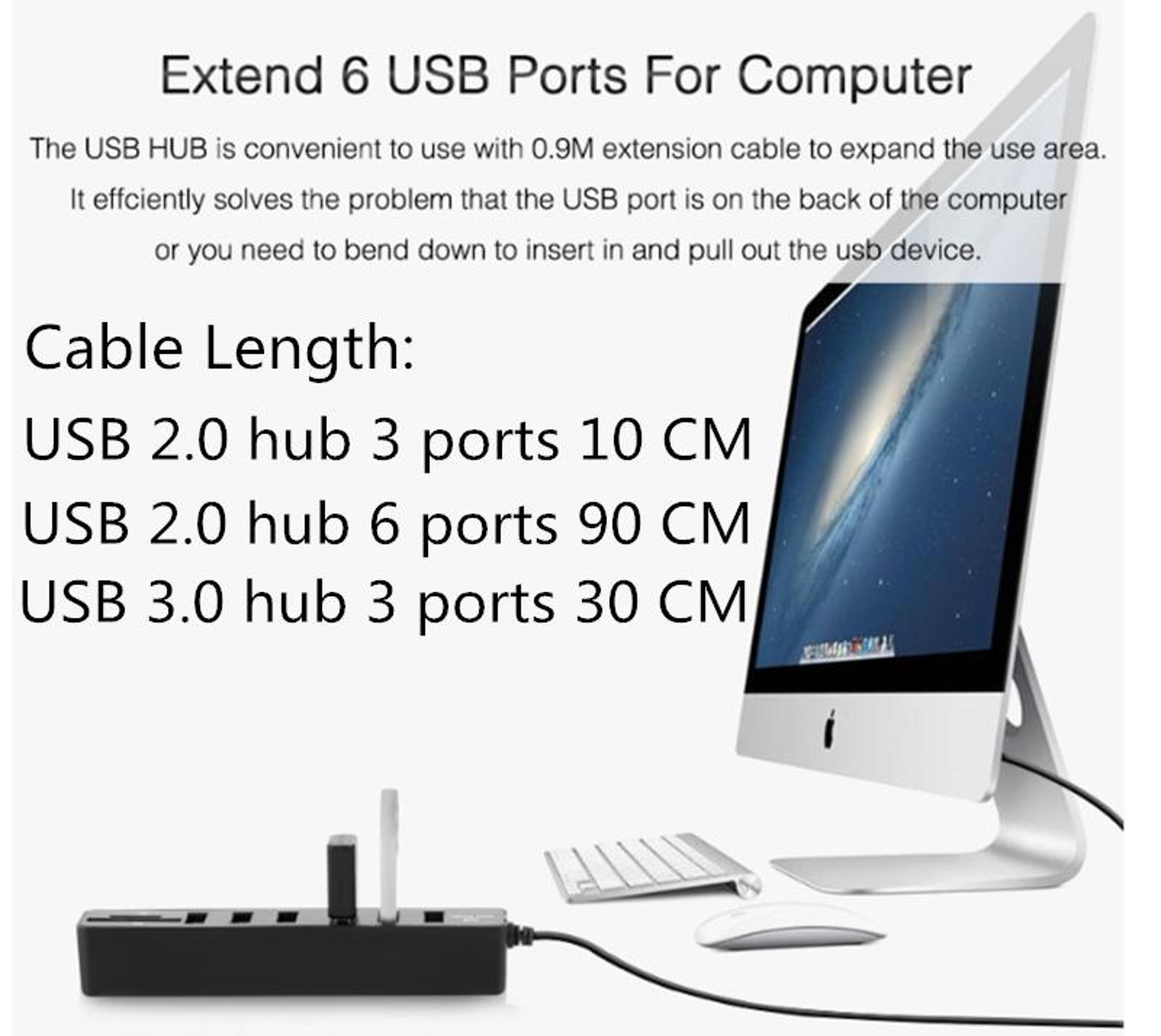 6 Port USB 2.0 Hub with SD TF Card Reader, Multi USB Splitter for Laptop & PC – view 5