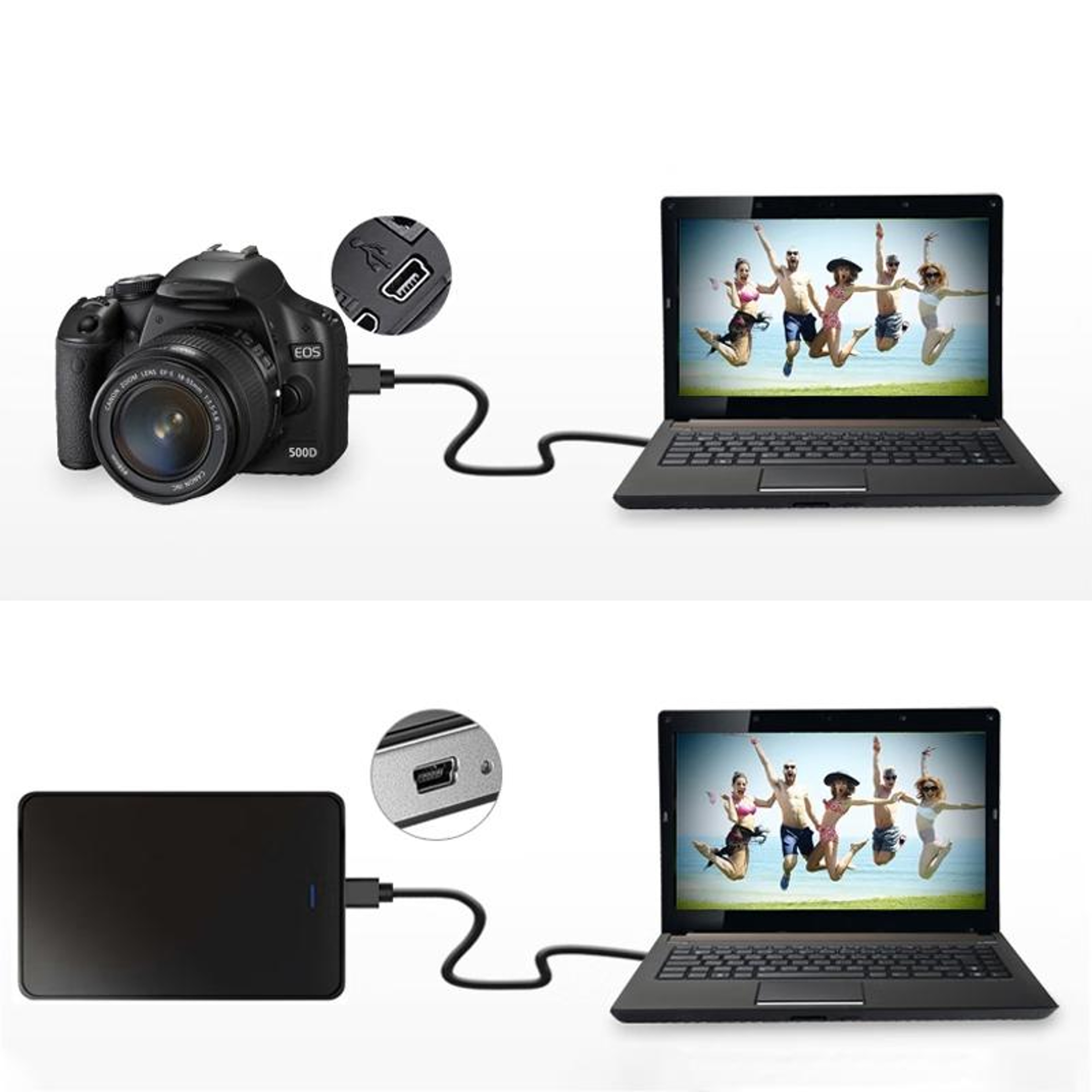 90° Mini USB to USB Adapter Cable 29cm Compact Right Angle USB Cable for Tight Spaces – view 6