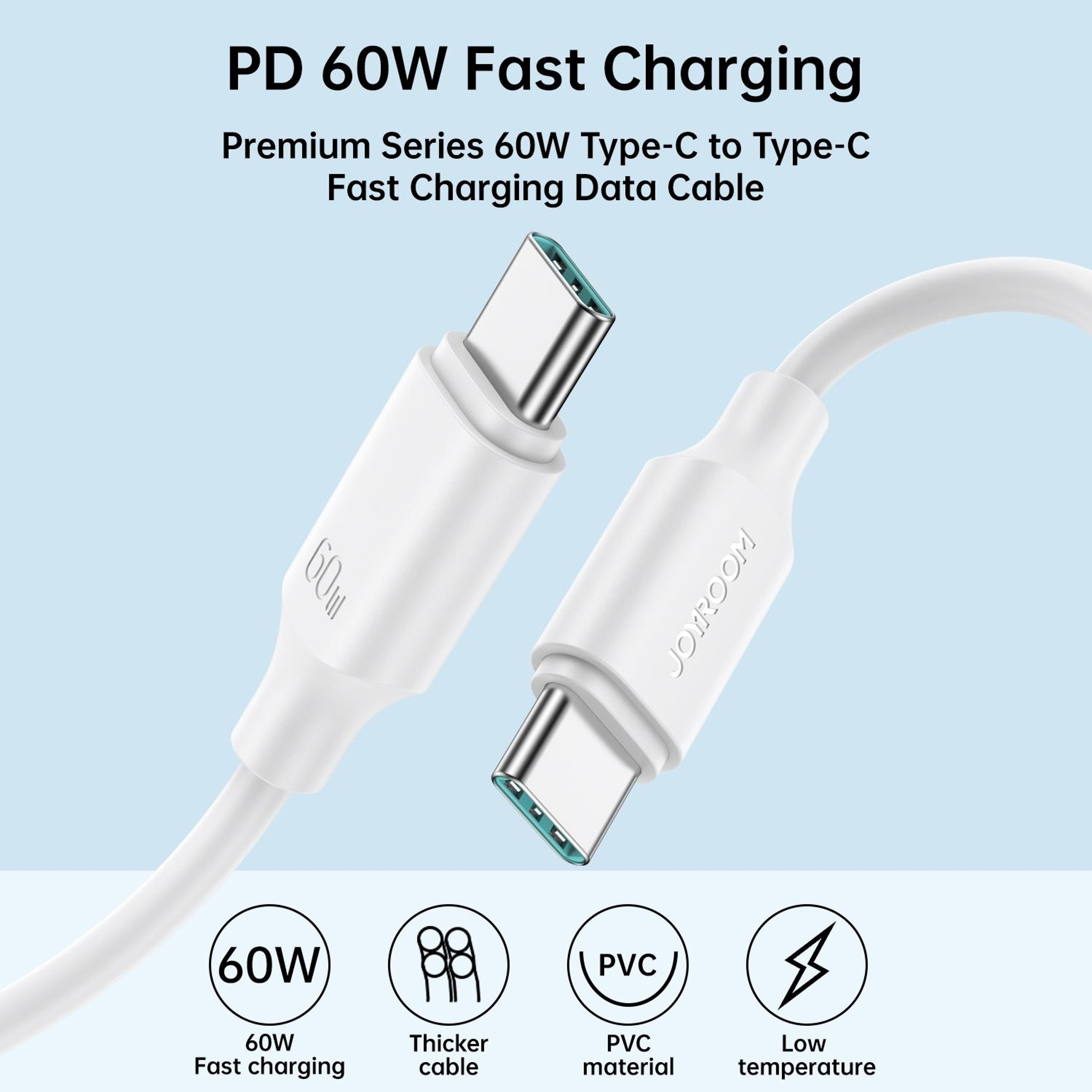 60W USB-C Fast Charging Cable 1m Durable Type-C to Type-C Data Sync Cord – view 2