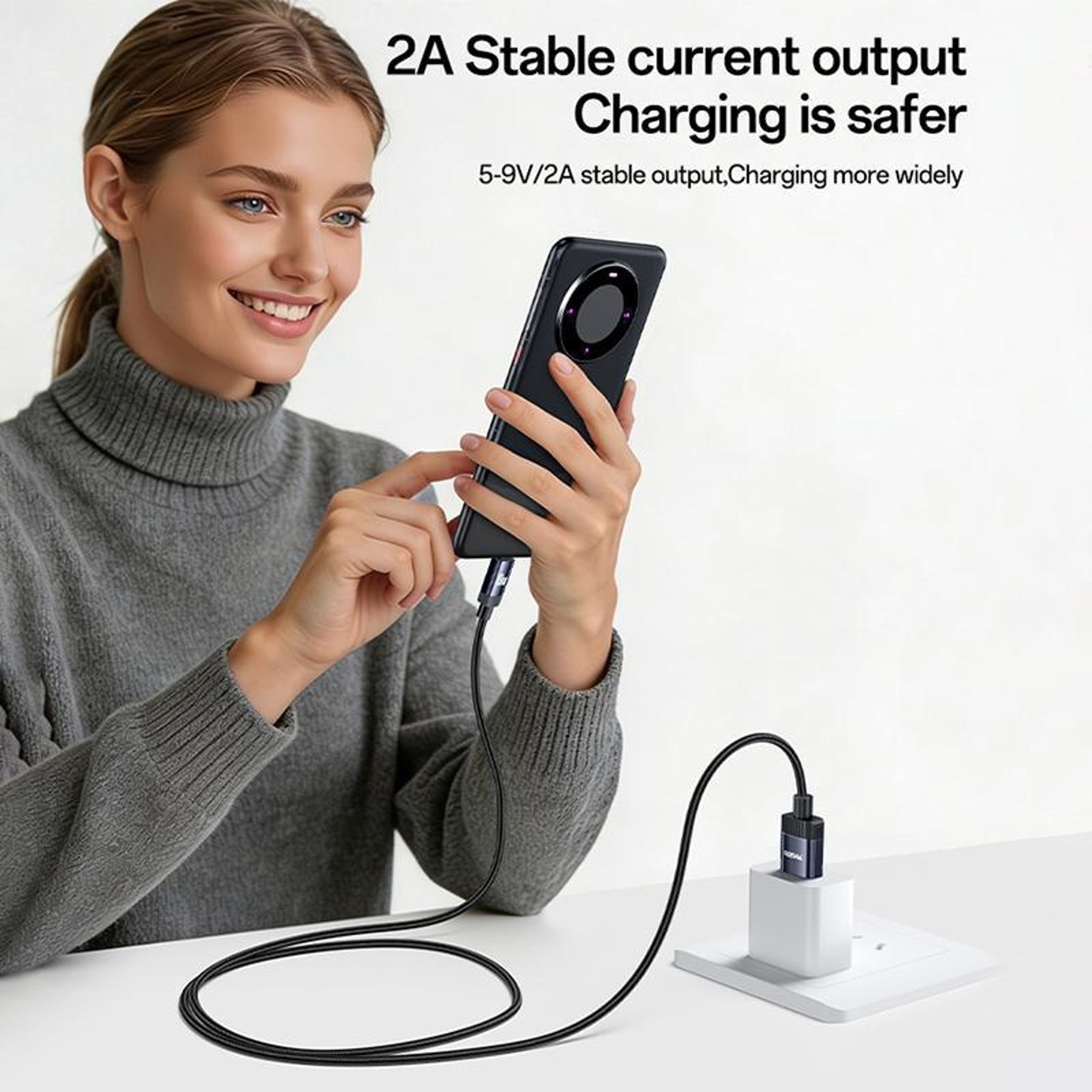 CA204C 18W USB to USB-C Braided Charging & Data Cable 1m Gun Grey – view 5