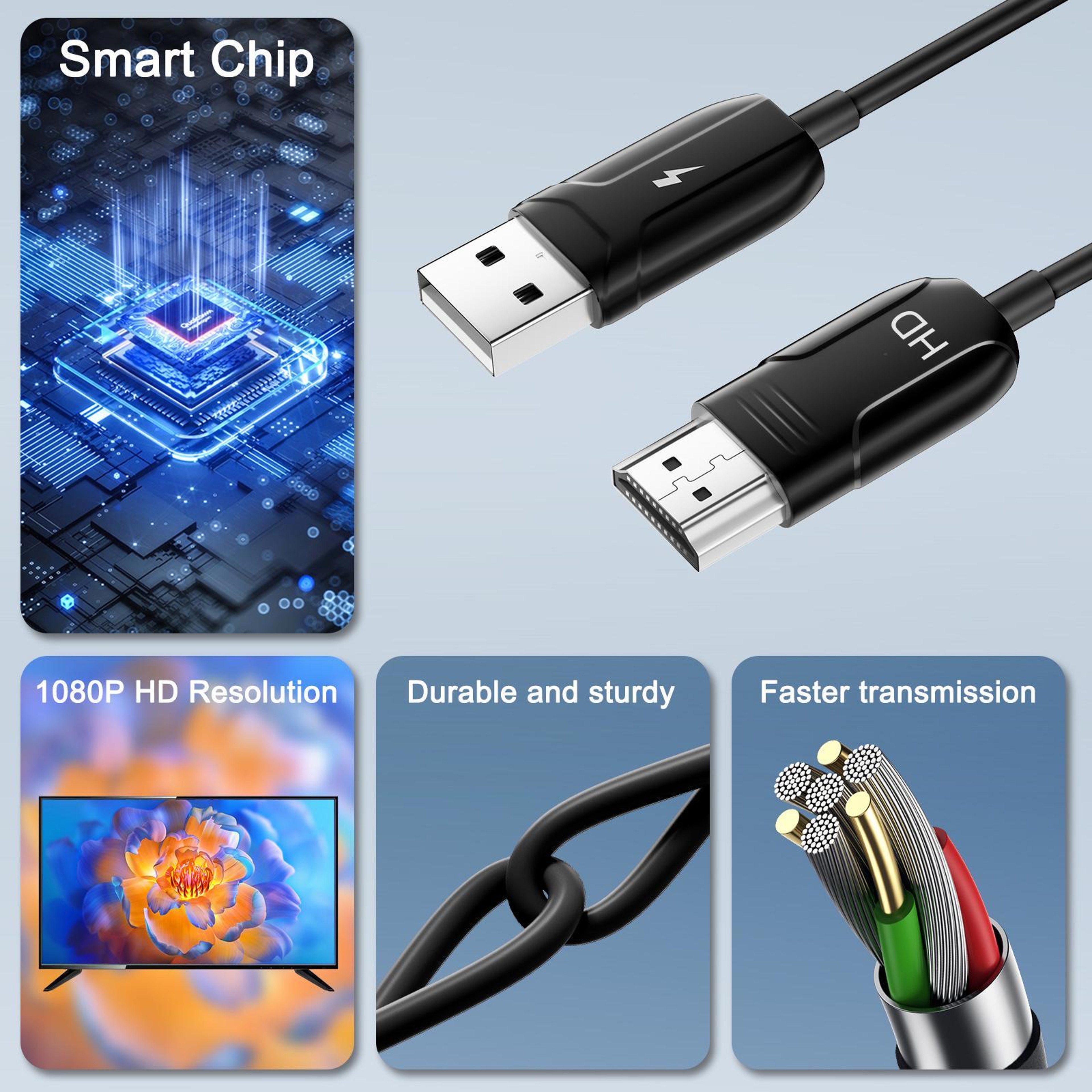 USB to HDMI Cable Screen Mirroring Adapter and Play HD Display Converter 70cm – view 5