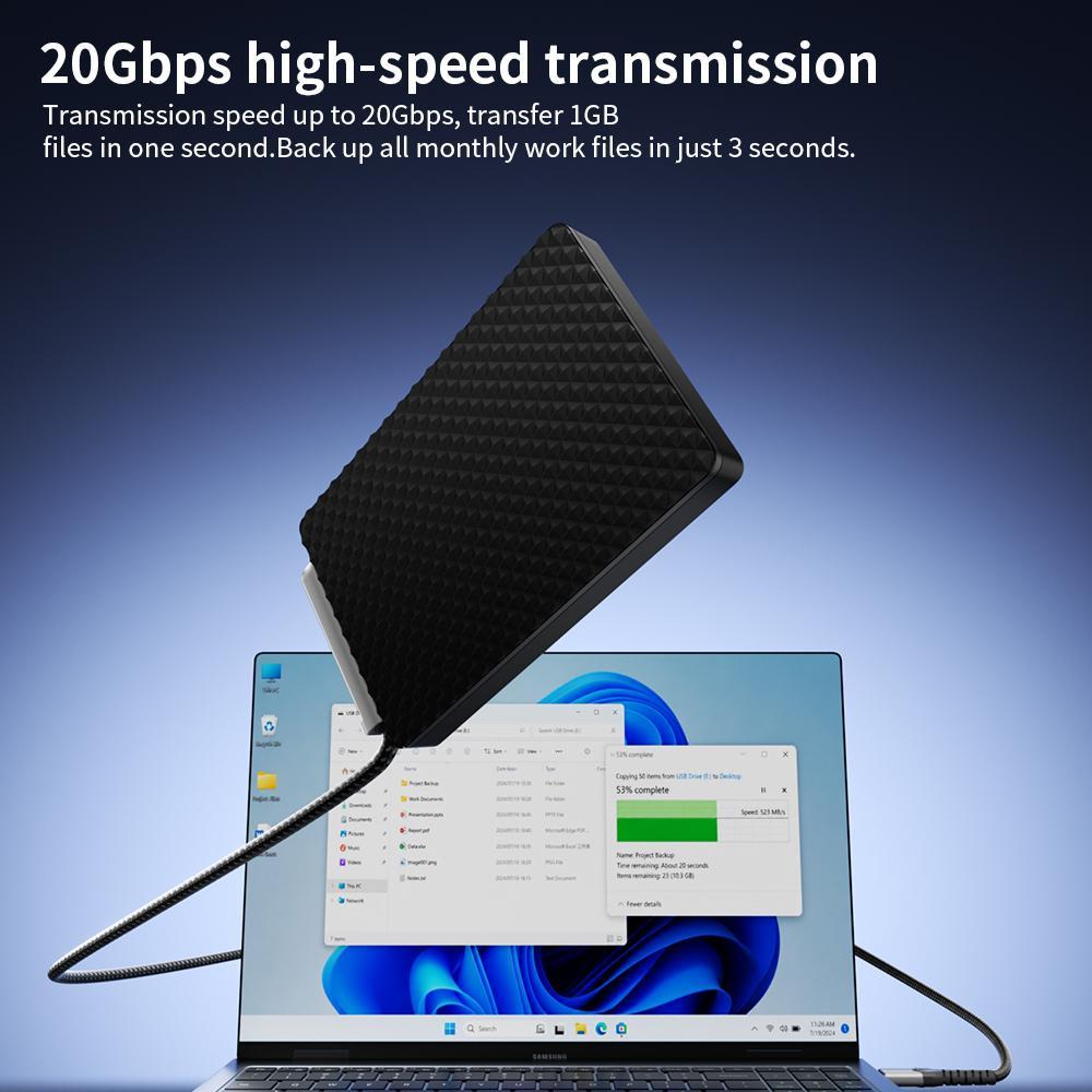 2m USB  100W Charging  20Gbps USB Data Cable with 360° Phone Stand 4K 60Hz Video Cable – view 8