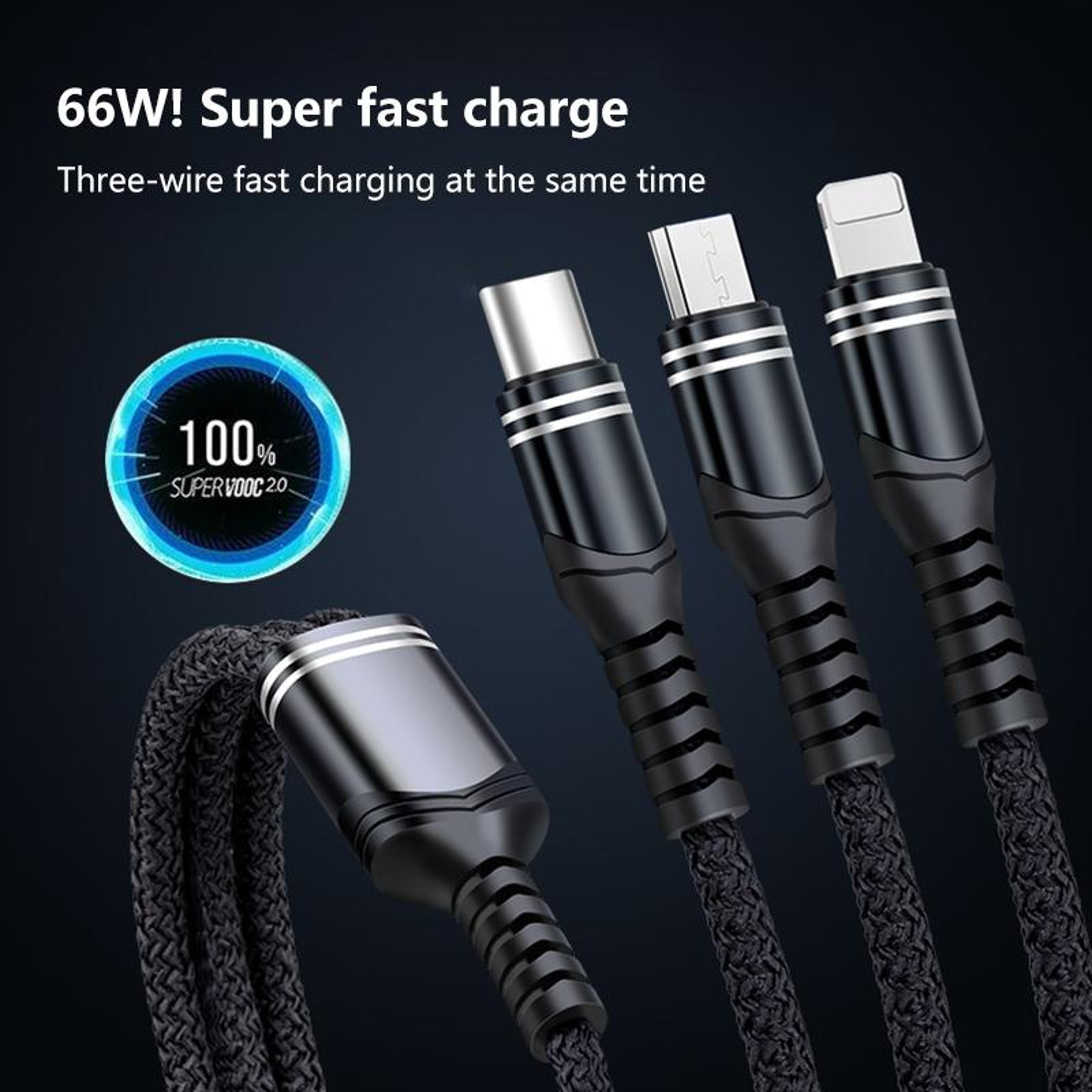 Fast Charging Braided Data Cable  66W USB to Lightning  USB Micro USB – view 2